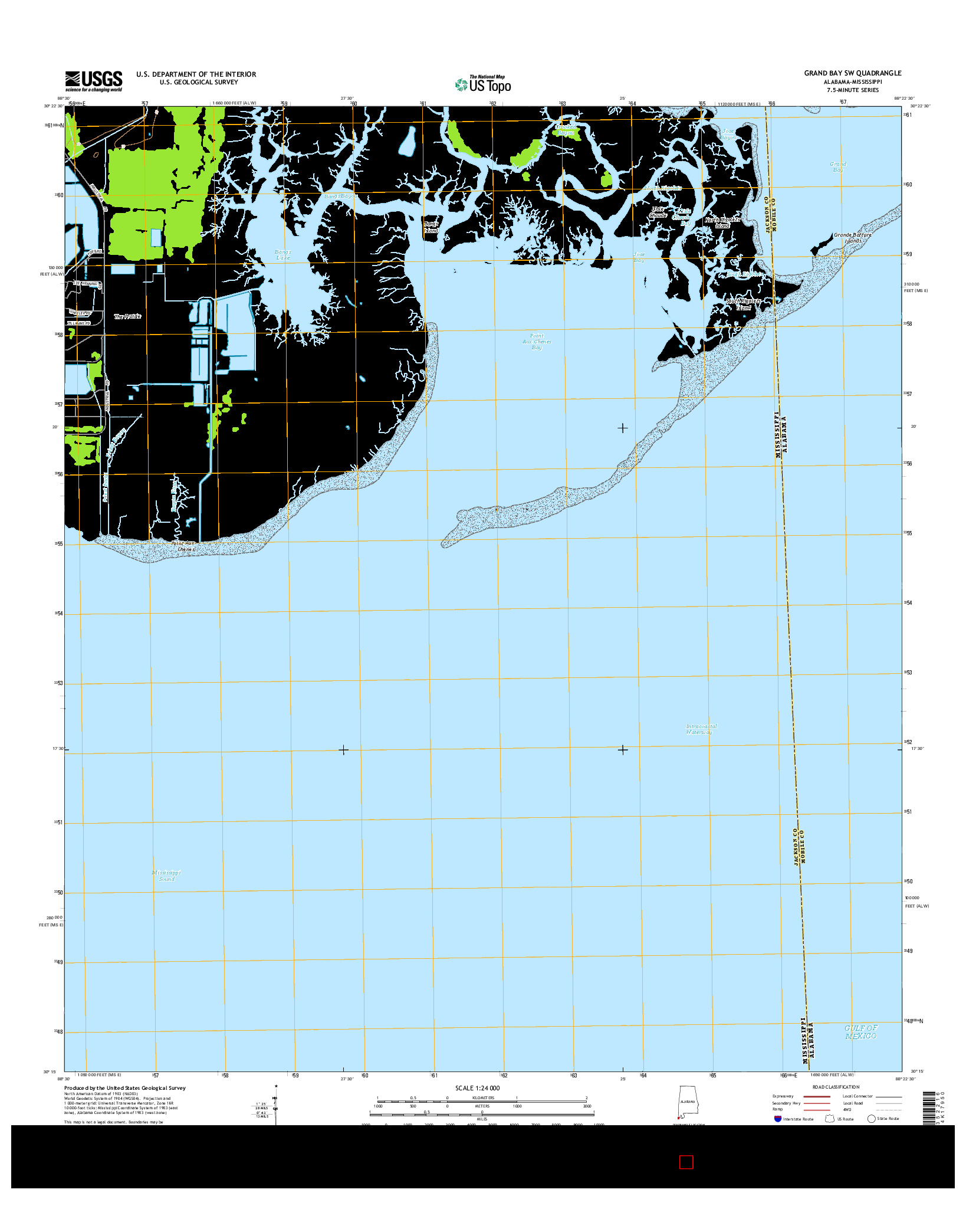USGS US TOPO 7.5-MINUTE MAP FOR GRAND BAY SW, AL-MS 2014