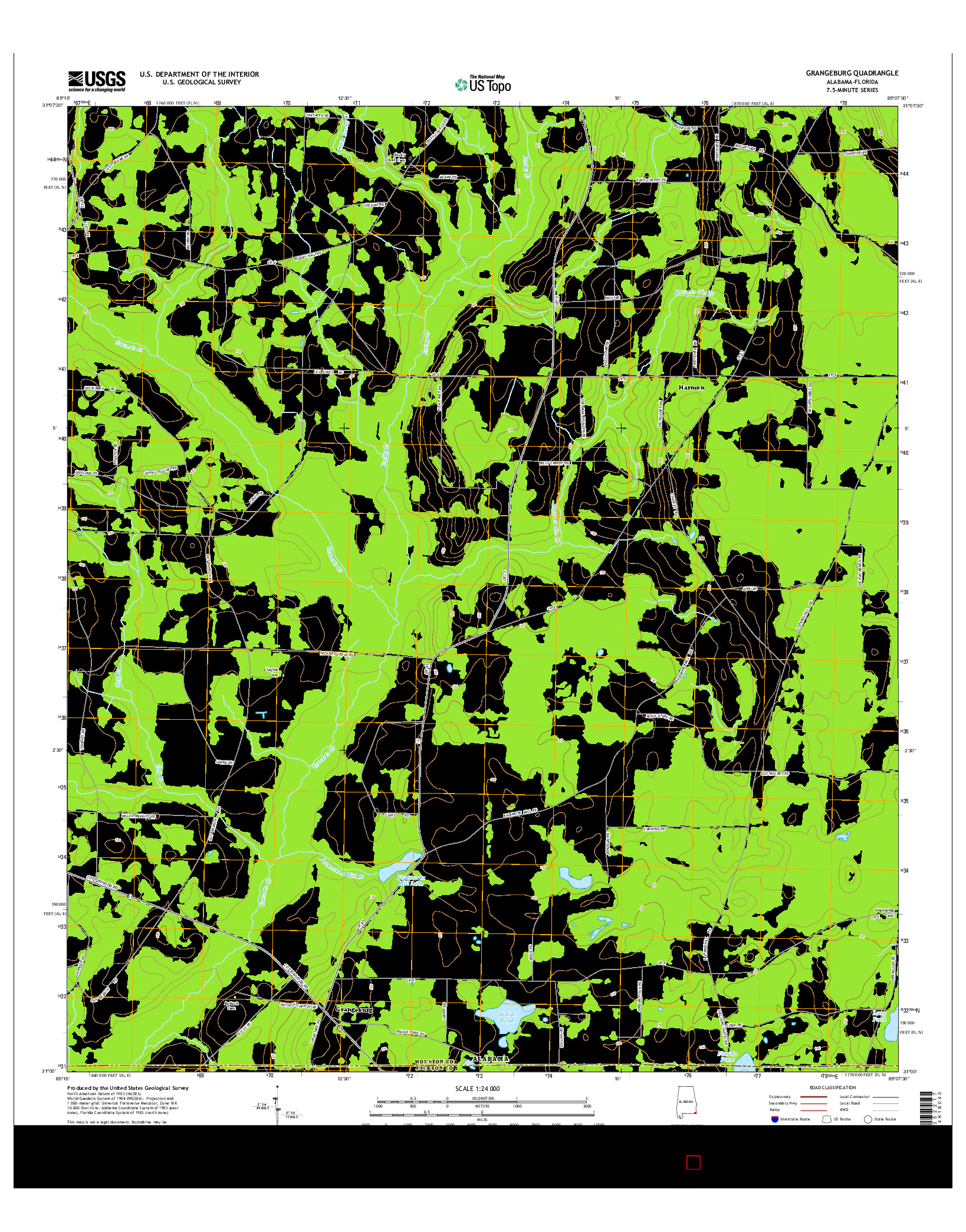USGS US TOPO 7.5-MINUTE MAP FOR GRANGEBURG, AL-FL 2014
