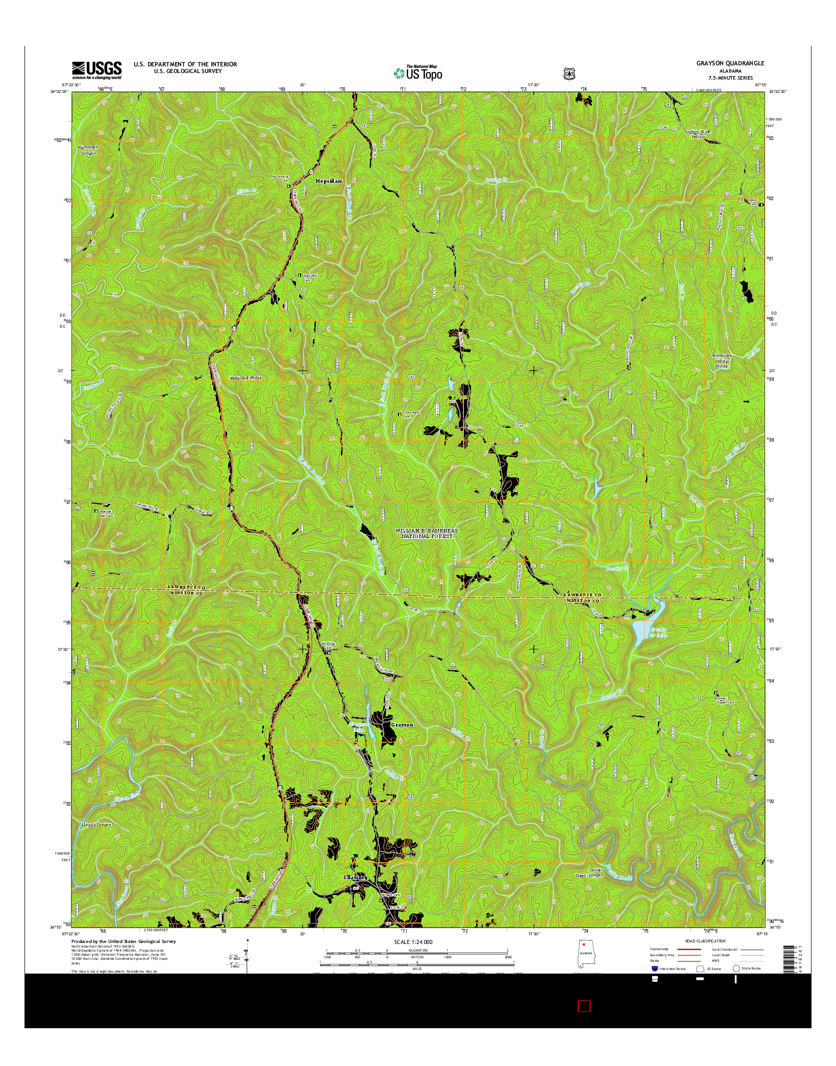 USGS US TOPO 7.5-MINUTE MAP FOR GRAYSON, AL 2014