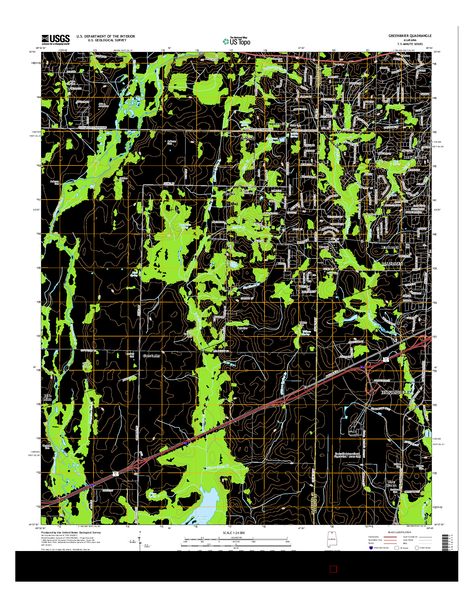 USGS US TOPO 7.5-MINUTE MAP FOR GREENBRIER, AL 2014