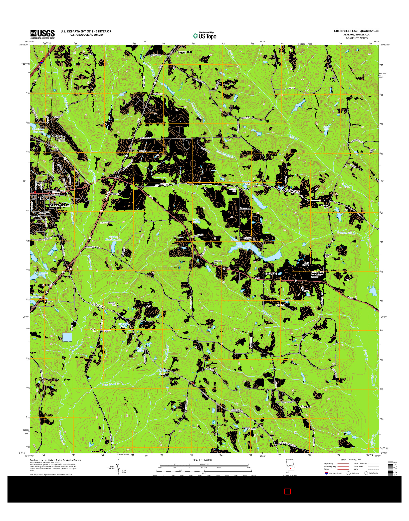 USGS US TOPO 7.5-MINUTE MAP FOR GREENVILLE EAST, AL 2014