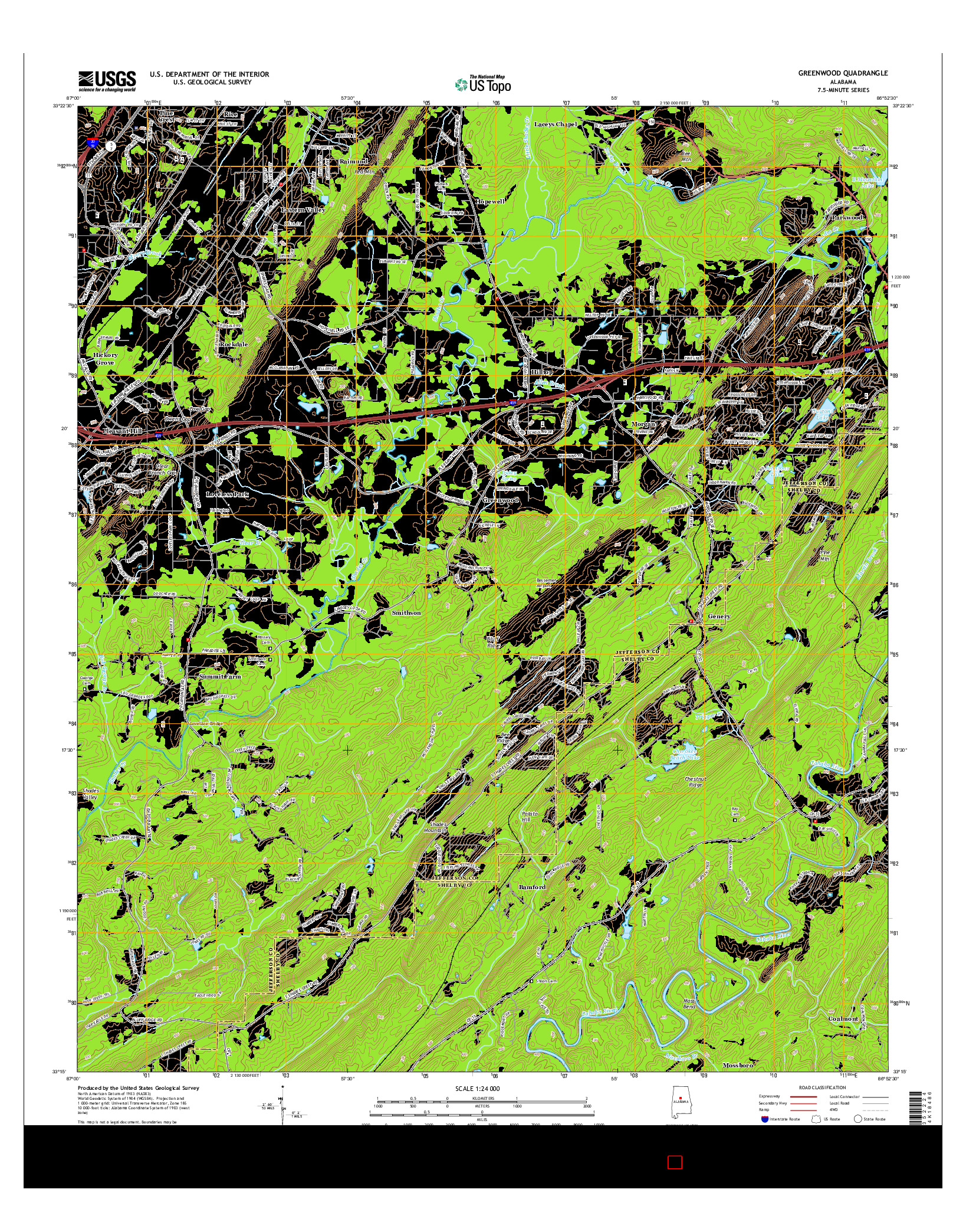 USGS US TOPO 7.5-MINUTE MAP FOR GREENWOOD, AL 2014
