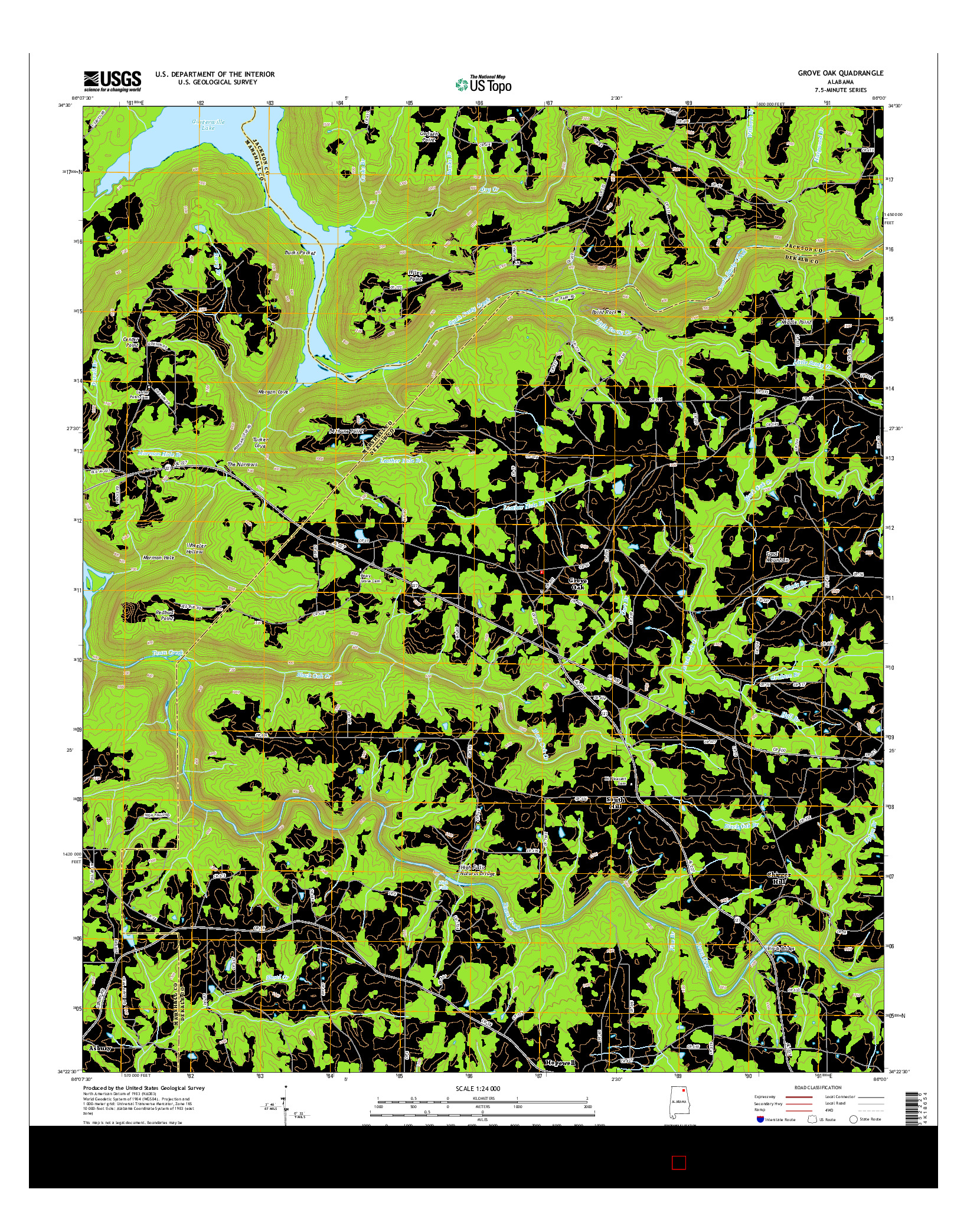 USGS US TOPO 7.5-MINUTE MAP FOR GROVE OAK, AL 2014