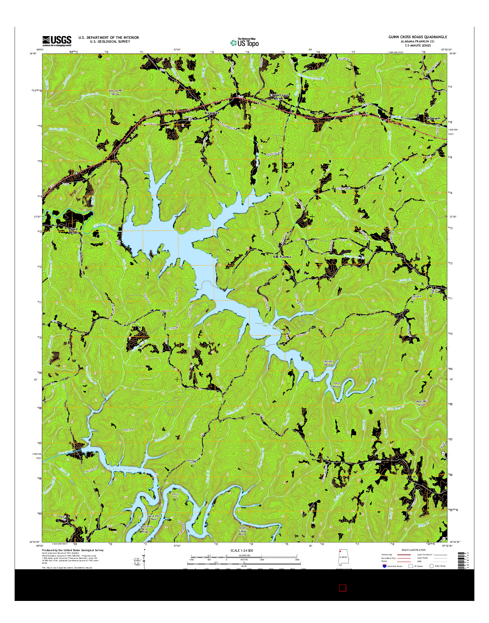 USGS US TOPO 7.5-MINUTE MAP FOR GUINN CROSS ROADS, AL 2014