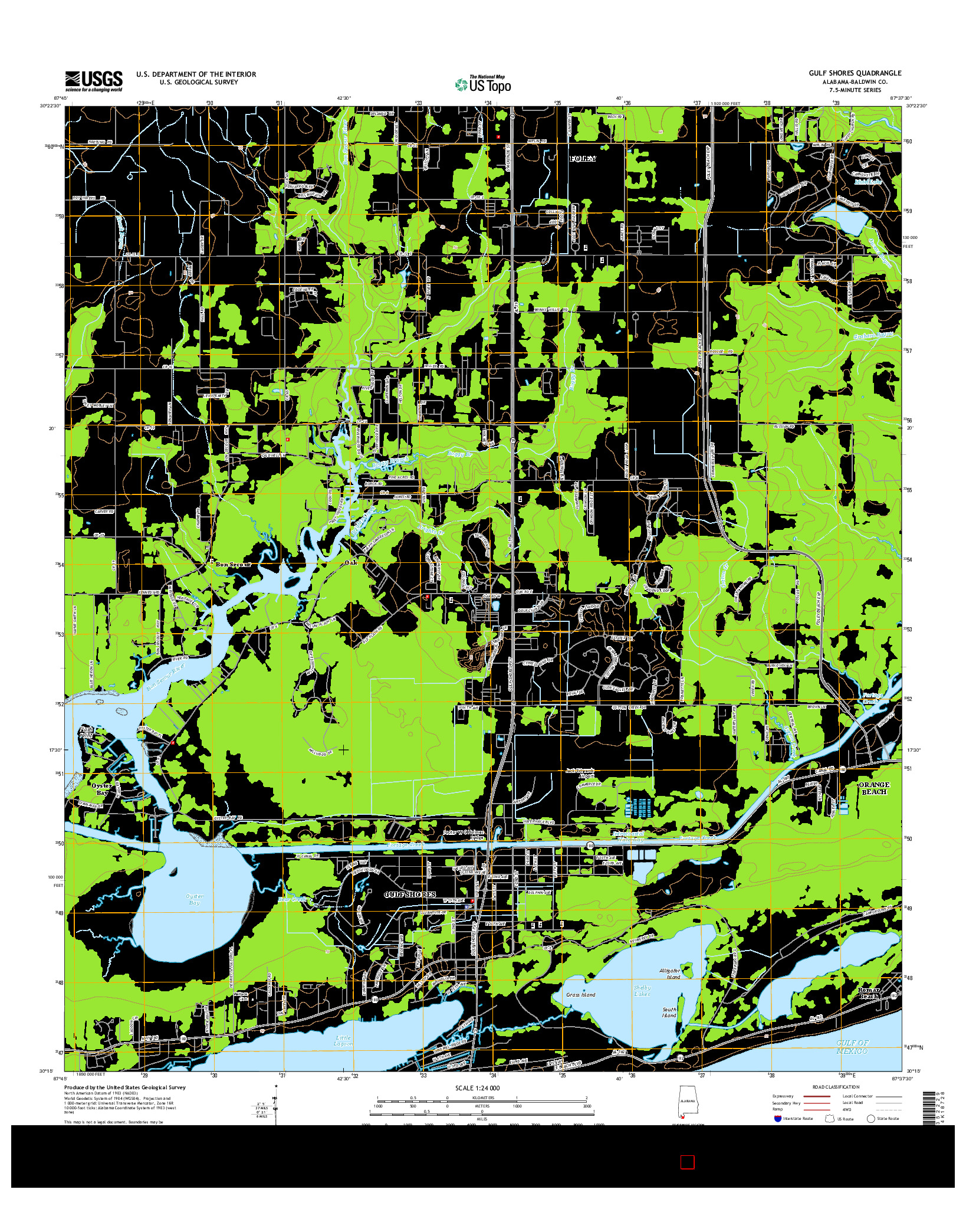 USGS US TOPO 7.5-MINUTE MAP FOR GULF SHORES, AL 2014