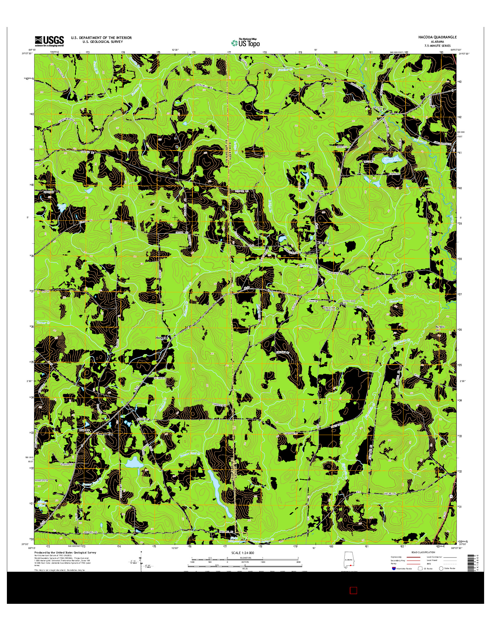 USGS US TOPO 7.5-MINUTE MAP FOR HACODA, AL 2014