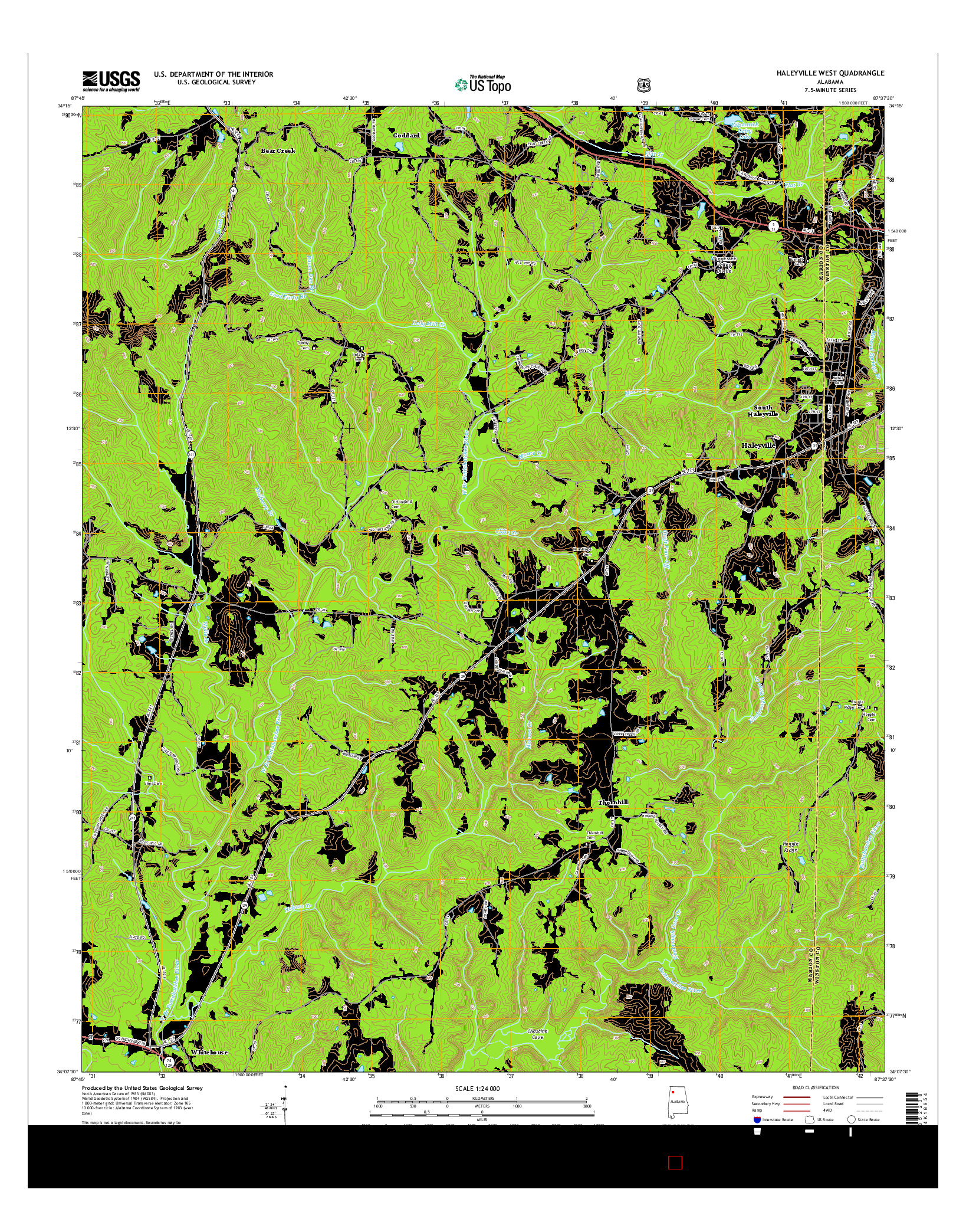 USGS US TOPO 7.5-MINUTE MAP FOR HALEYVILLE WEST, AL 2014