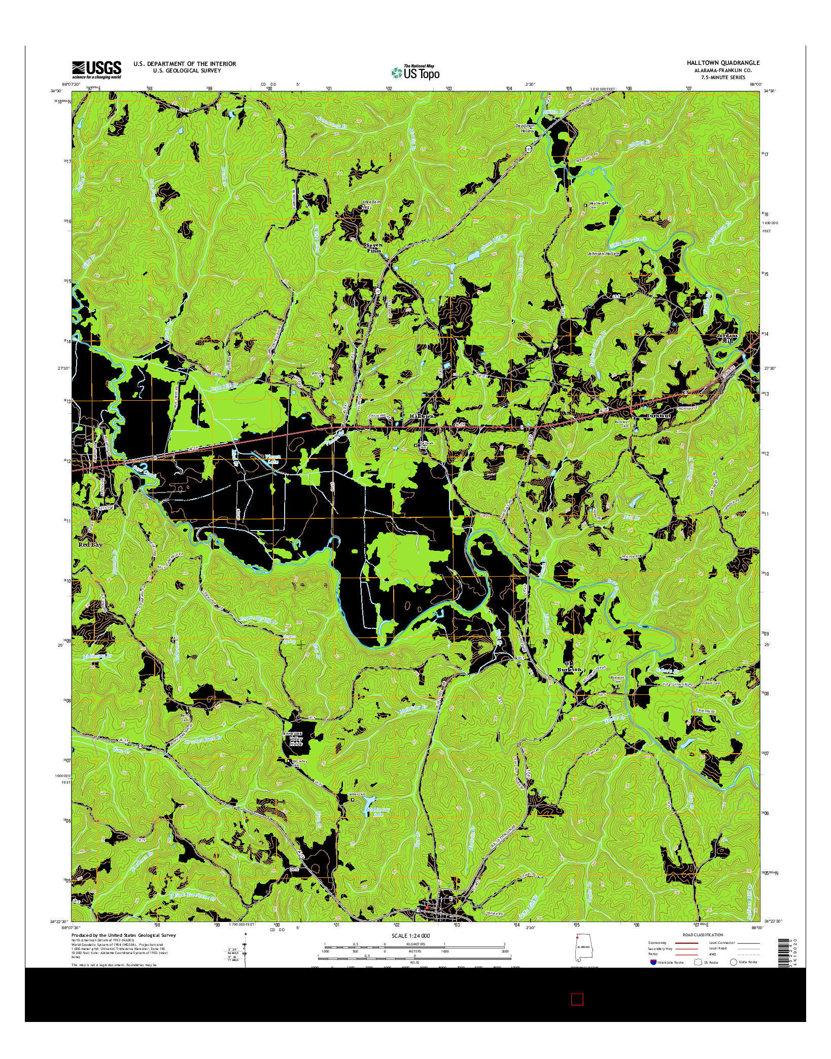 USGS US TOPO 7.5-MINUTE MAP FOR HALLTOWN, AL 2014