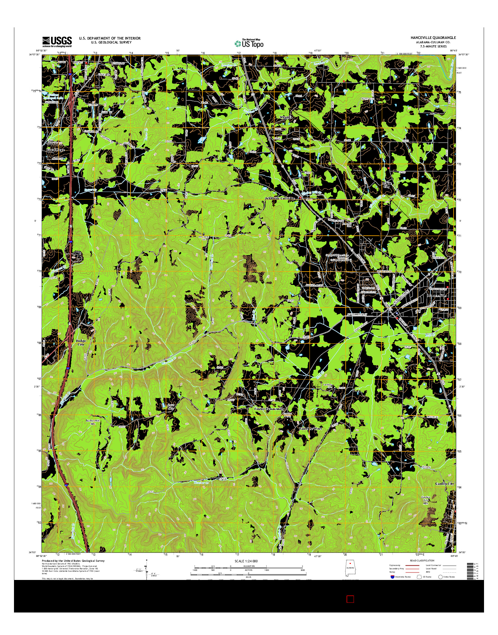 USGS US TOPO 7.5-MINUTE MAP FOR HANCEVILLE, AL 2014