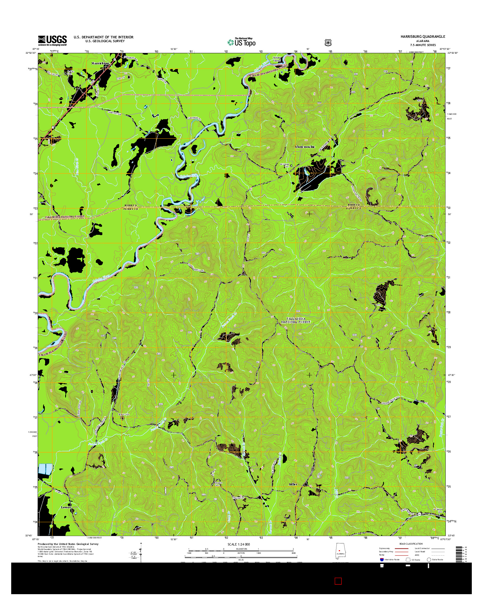 USGS US TOPO 7.5-MINUTE MAP FOR HARRISBURG, AL 2014