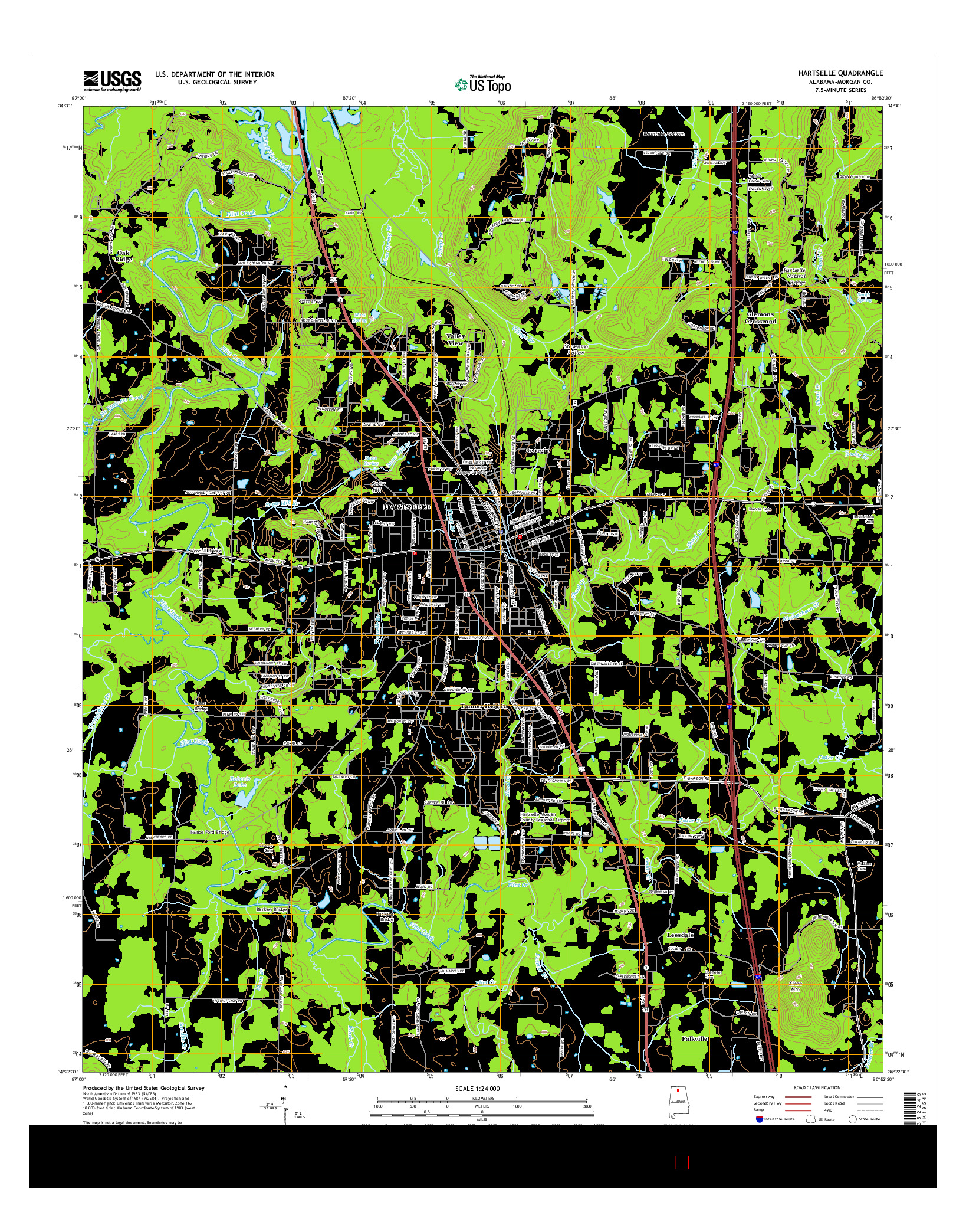 USGS US TOPO 7.5-MINUTE MAP FOR HARTSELLE, AL 2014