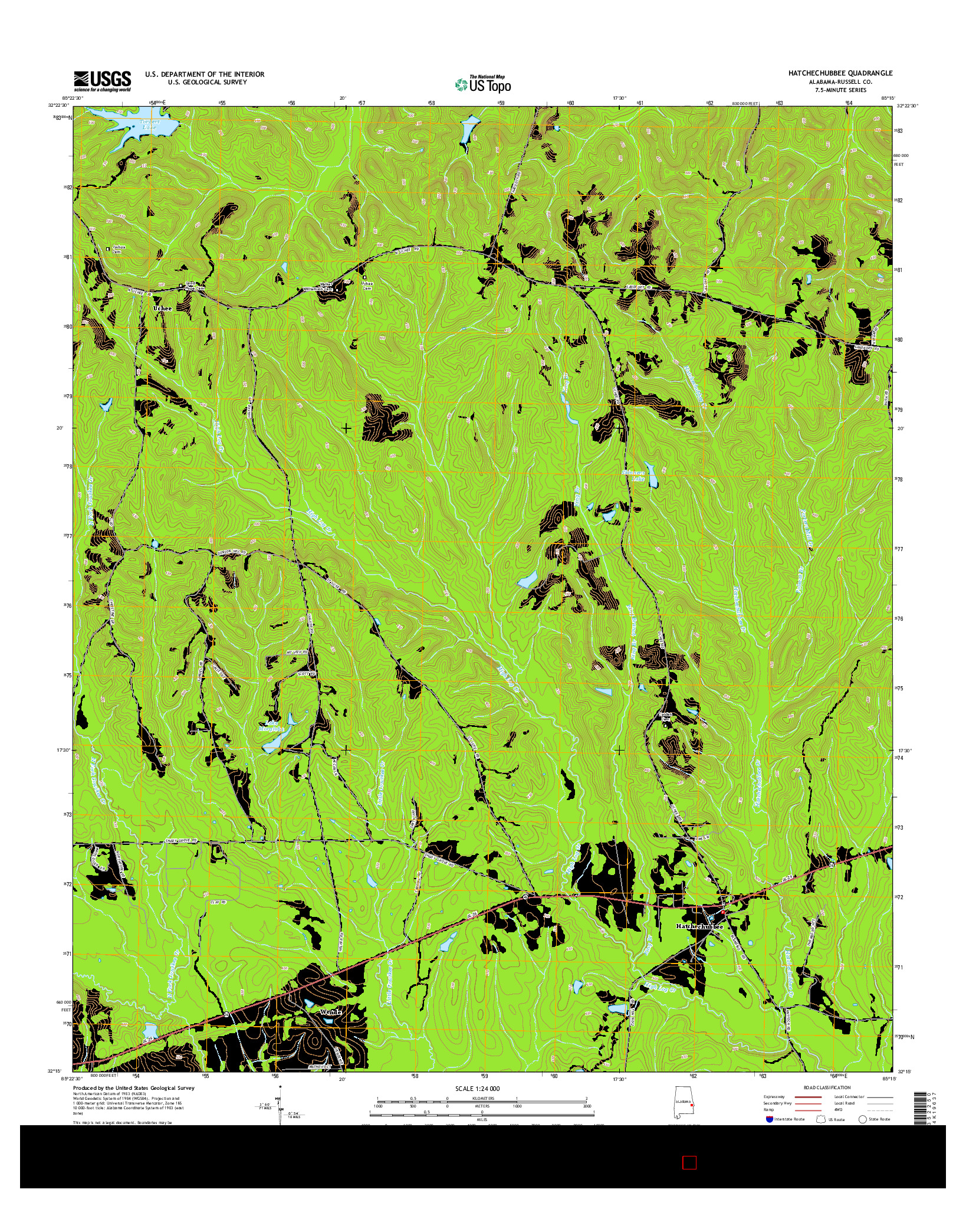 USGS US TOPO 7.5-MINUTE MAP FOR HATCHECHUBBEE, AL 2014