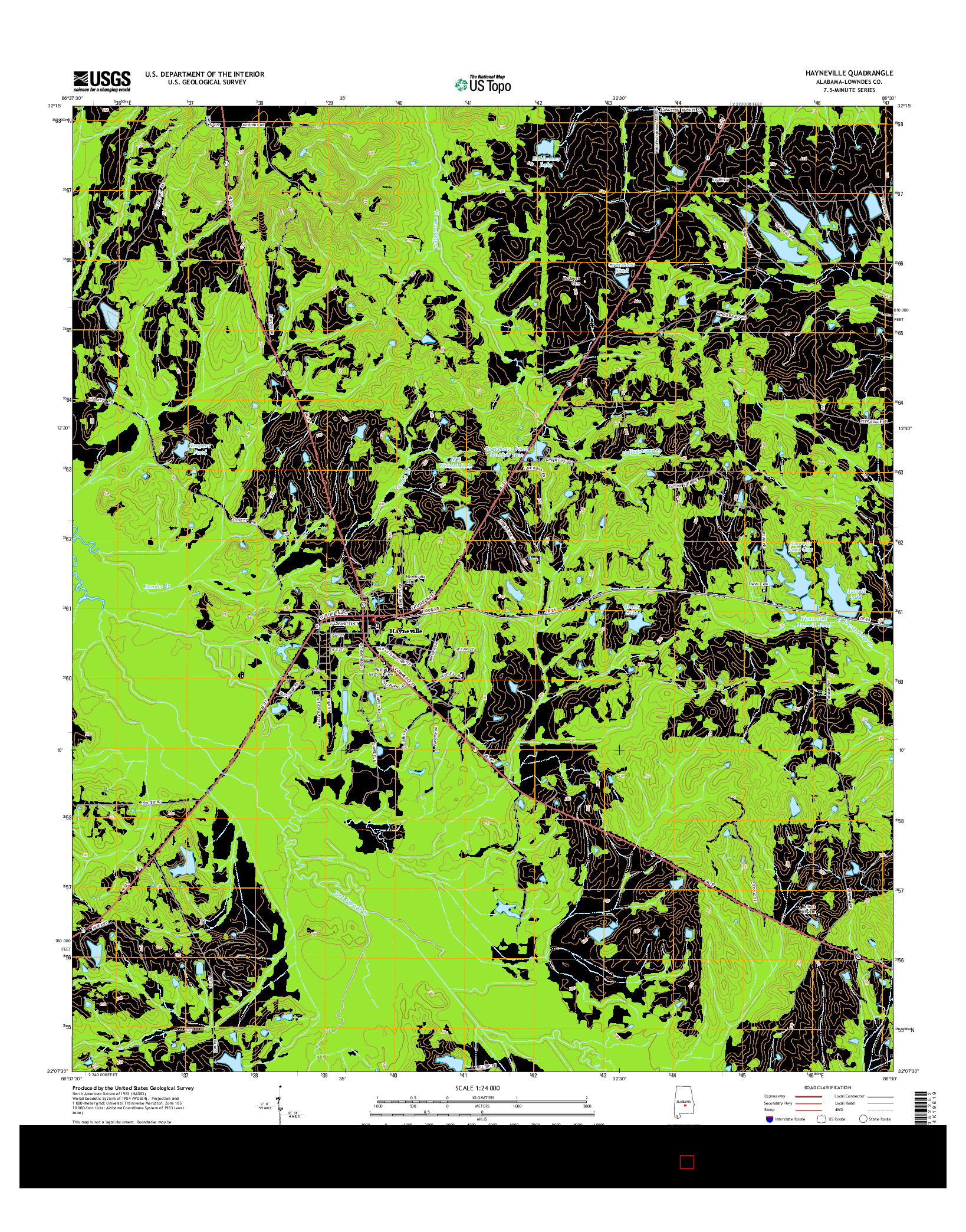 USGS US TOPO 7.5-MINUTE MAP FOR HAYNEVILLE, AL 2014