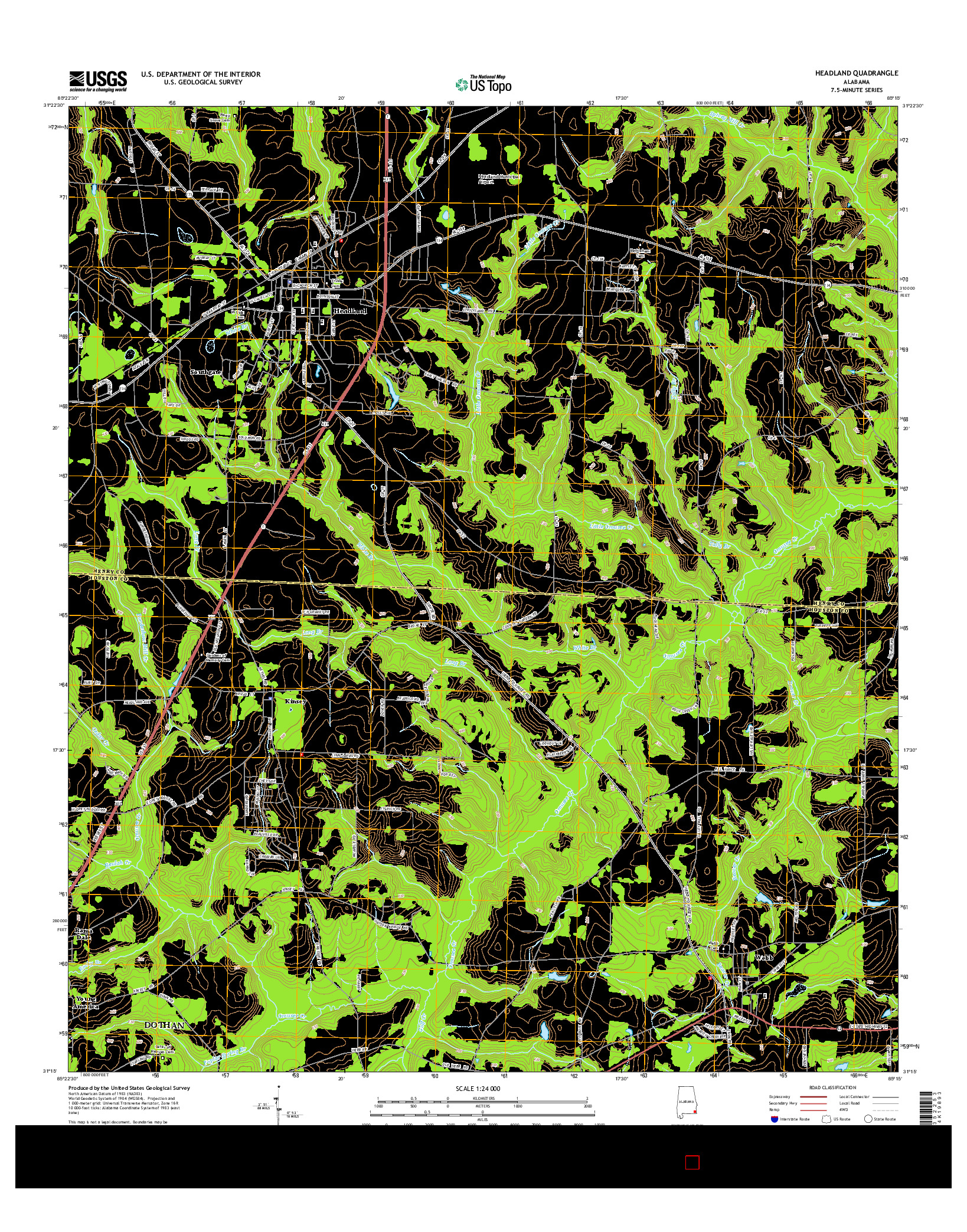 USGS US TOPO 7.5-MINUTE MAP FOR HEADLAND, AL 2014