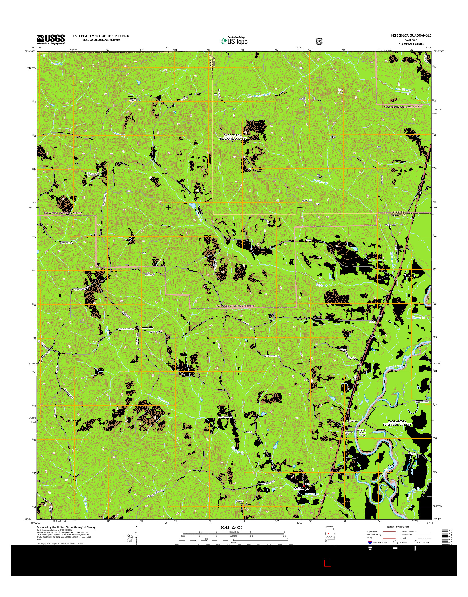 USGS US TOPO 7.5-MINUTE MAP FOR HEIBERGER, AL 2014