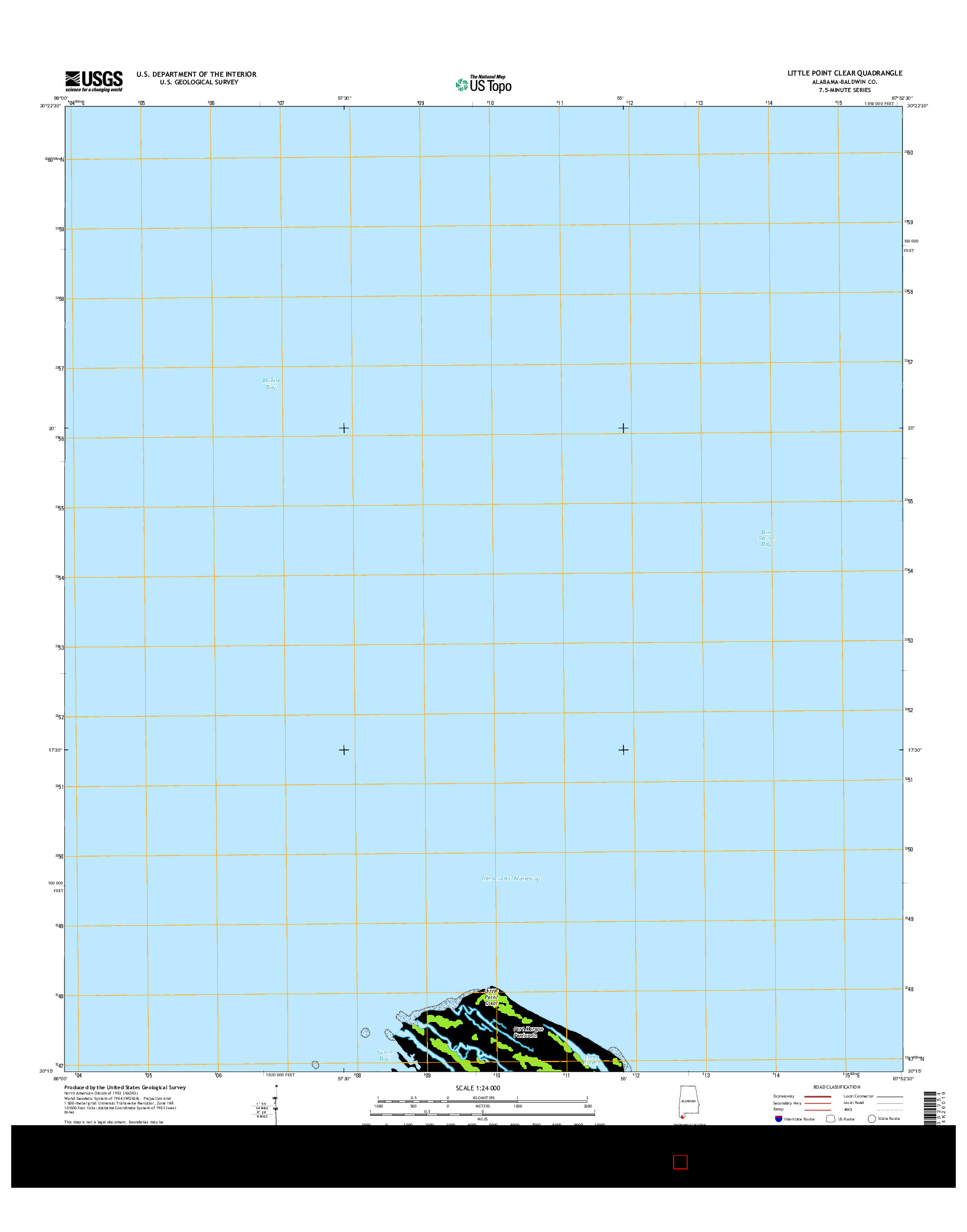 USGS US TOPO 7.5-MINUTE MAP FOR LITTLE POINT CLEAR, AL 2014