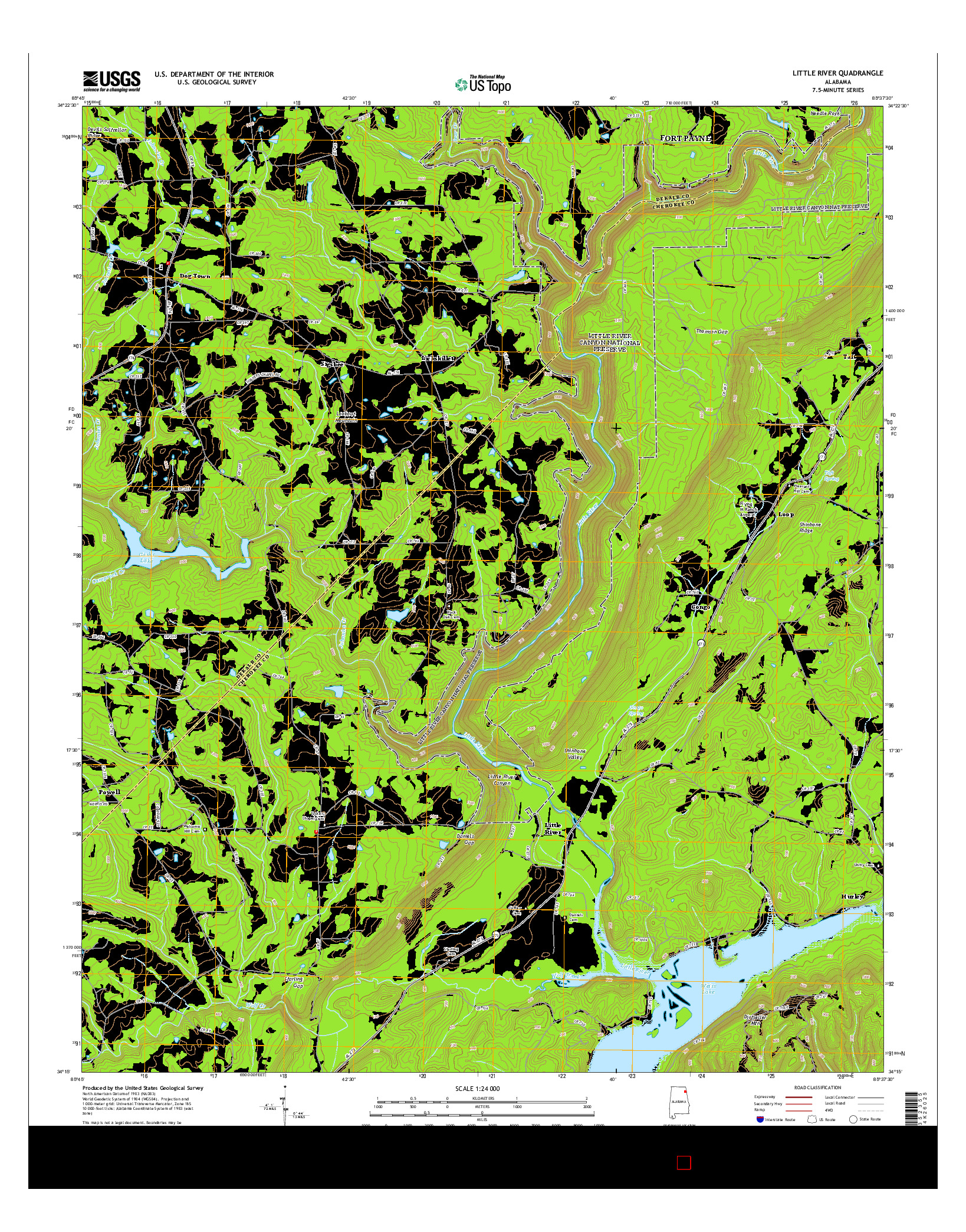 USGS US TOPO 7.5-MINUTE MAP FOR LITTLE RIVER, AL 2014