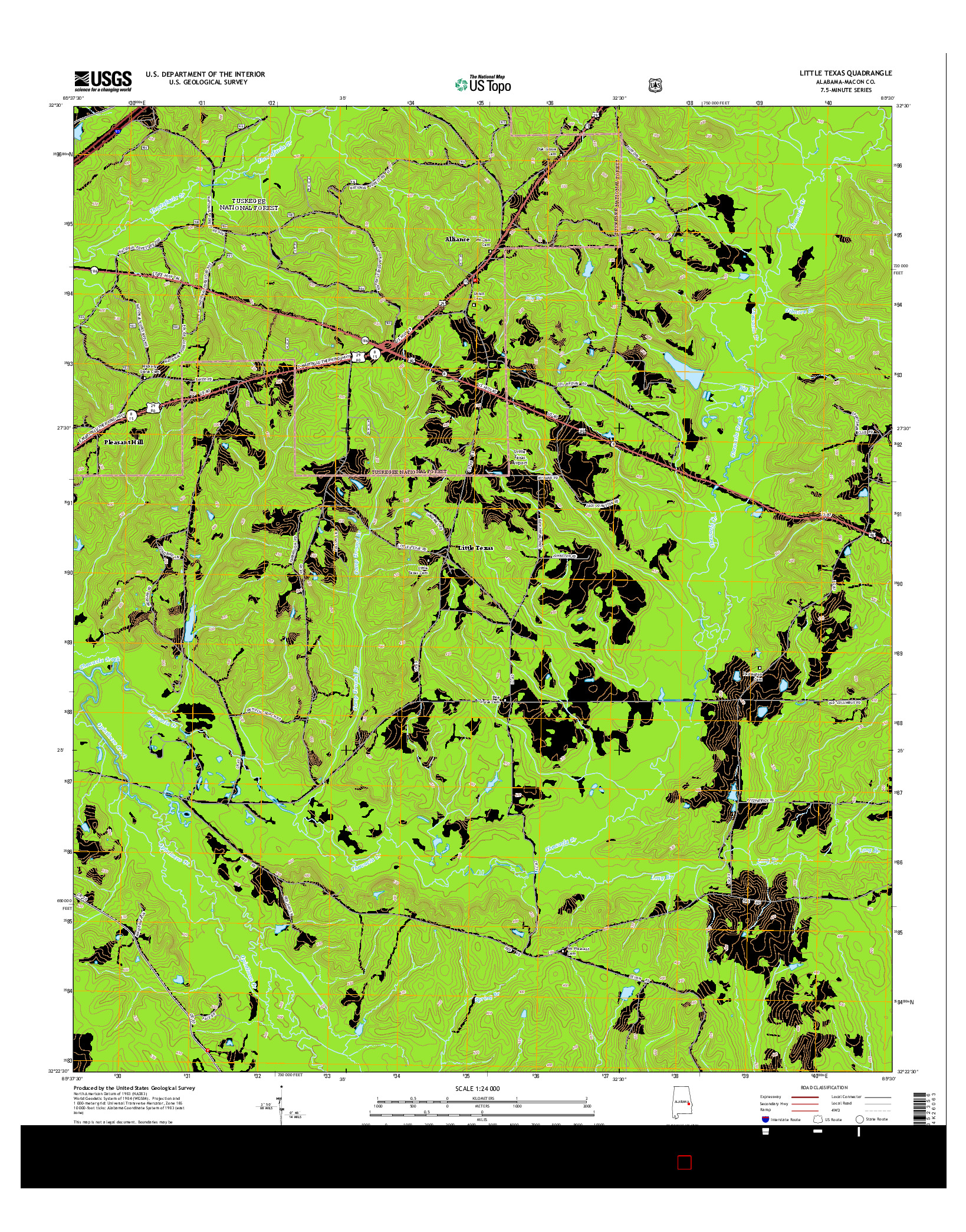 USGS US TOPO 7.5-MINUTE MAP FOR LITTLE TEXAS, AL 2014