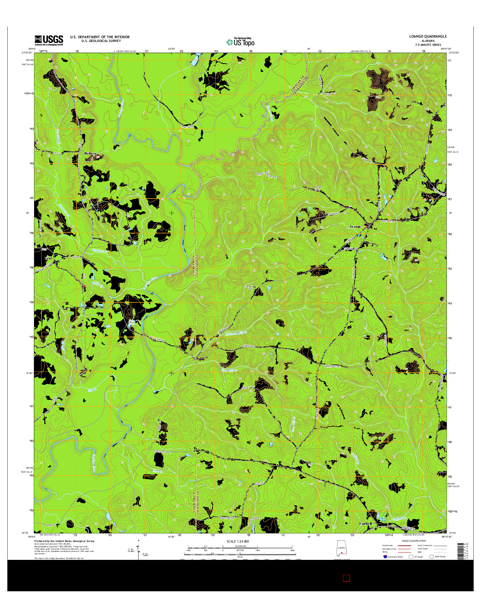 USGS US TOPO 7.5-MINUTE MAP FOR LOANGO, AL 2014