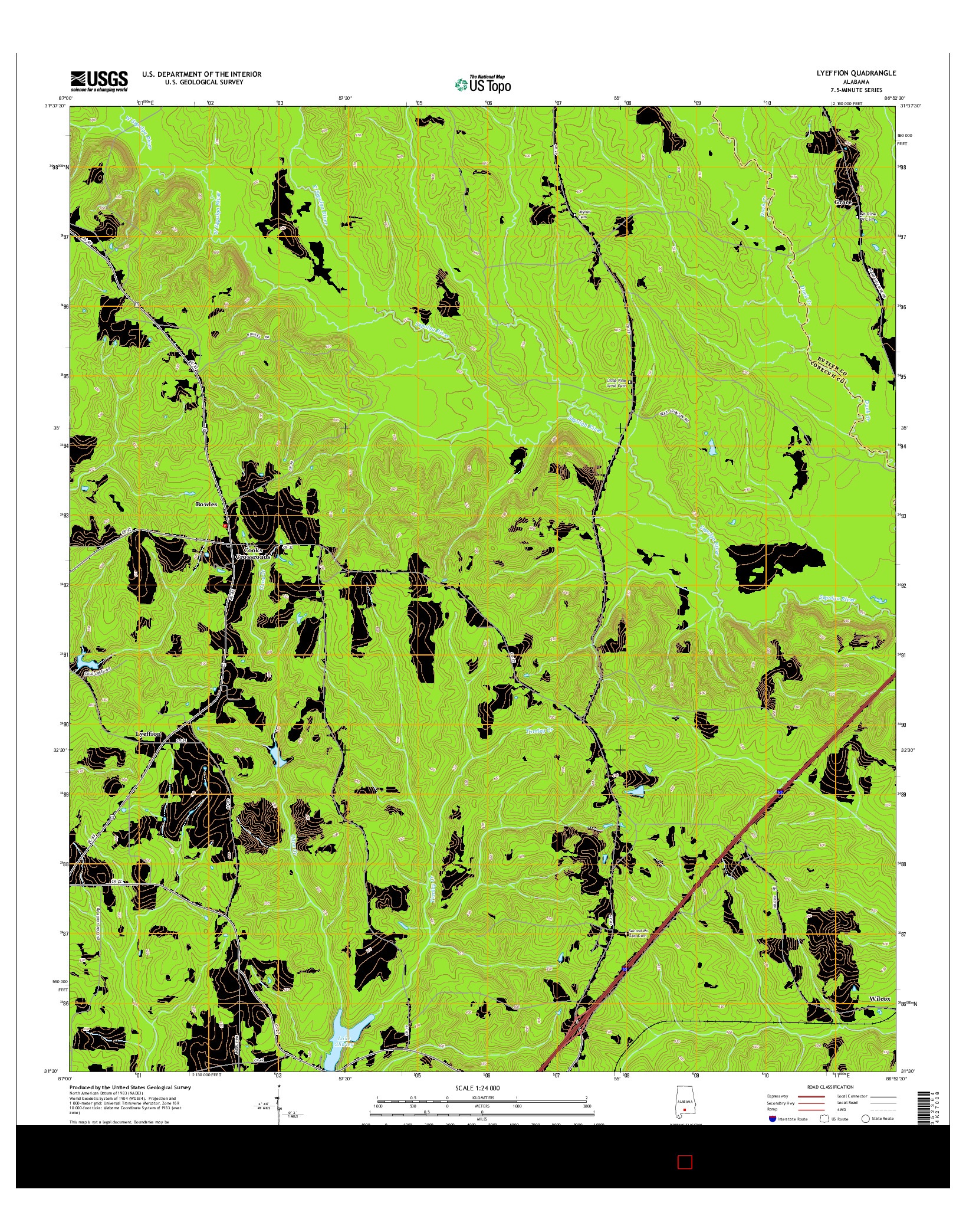 USGS US TOPO 7.5-MINUTE MAP FOR LYEFFION, AL 2014