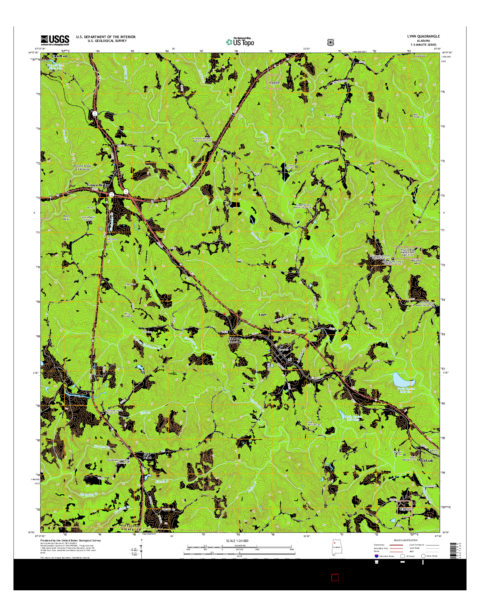 USGS US TOPO 7.5-MINUTE MAP FOR LYNN, AL 2014