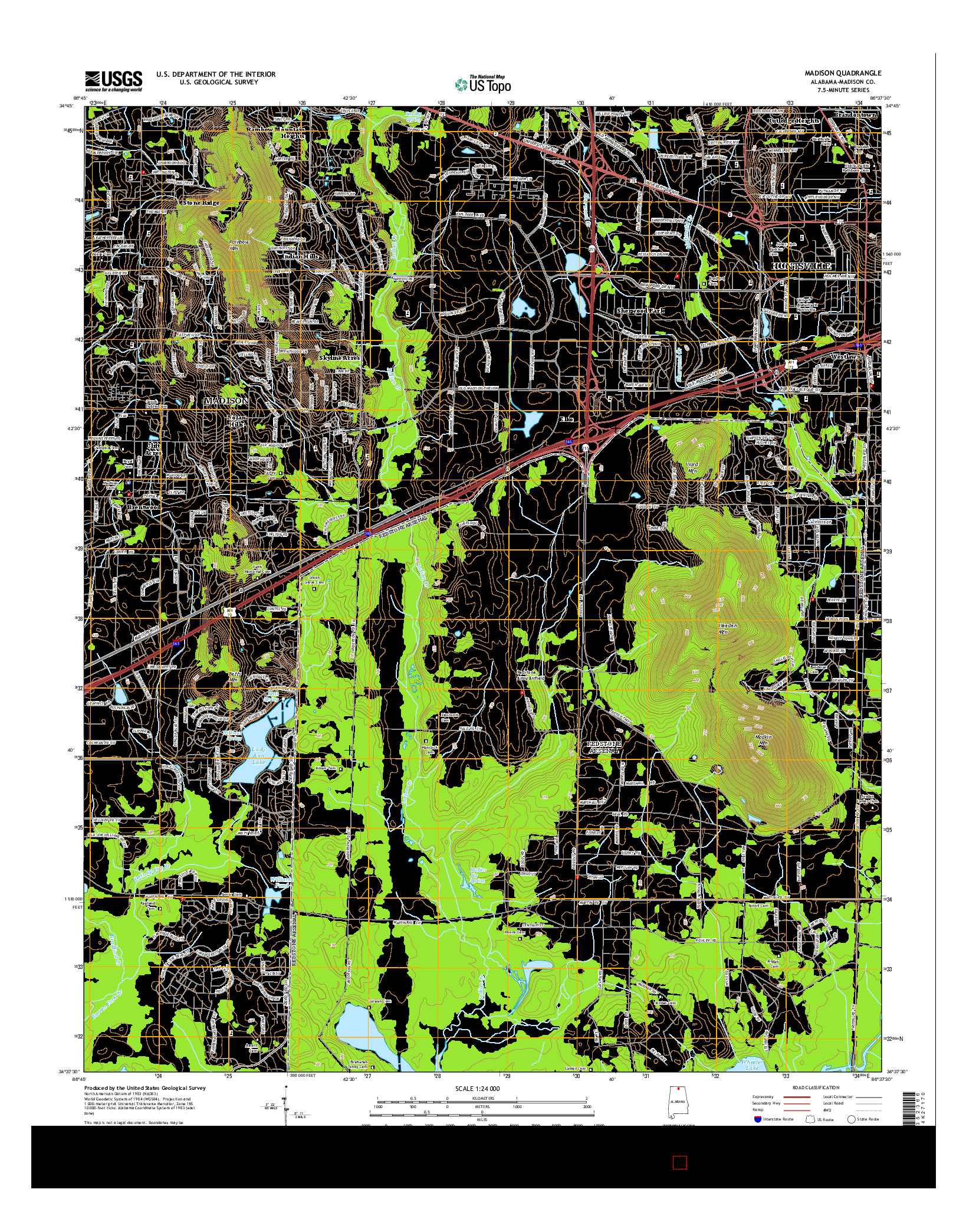 USGS US TOPO 7.5-MINUTE MAP FOR MADISON, AL 2014