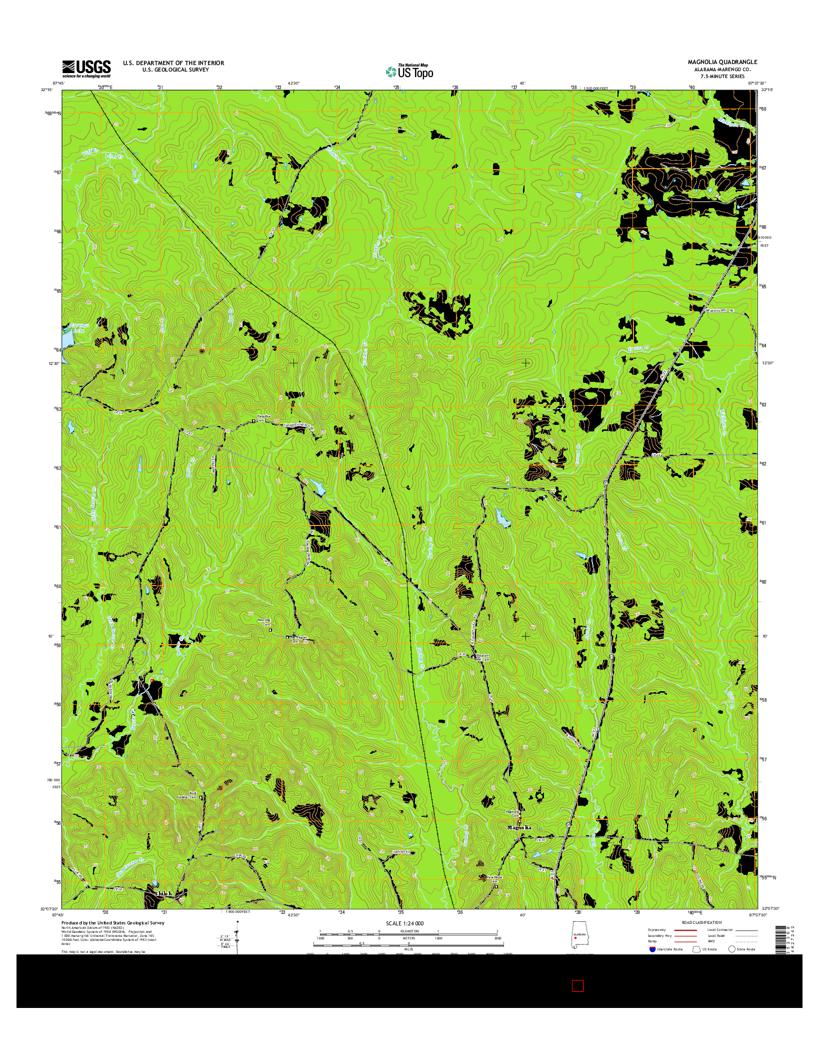 USGS US TOPO 7.5-MINUTE MAP FOR MAGNOLIA, AL 2014