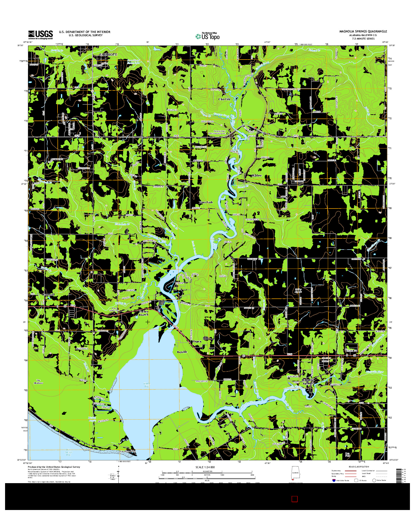 USGS US TOPO 7.5-MINUTE MAP FOR MAGNOLIA SPRINGS, AL 2014