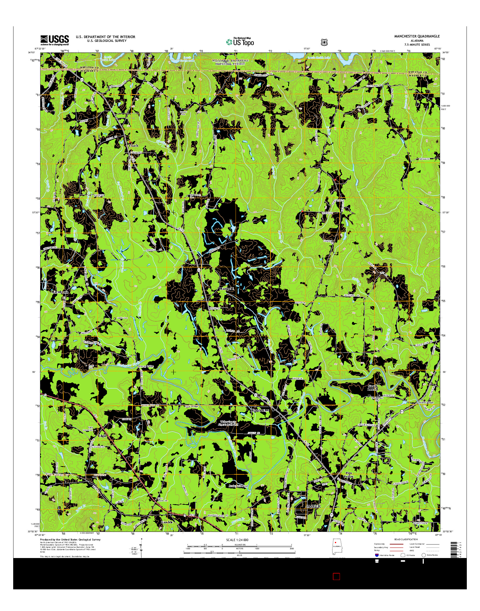 USGS US TOPO 7.5-MINUTE MAP FOR MANCHESTER, AL 2014