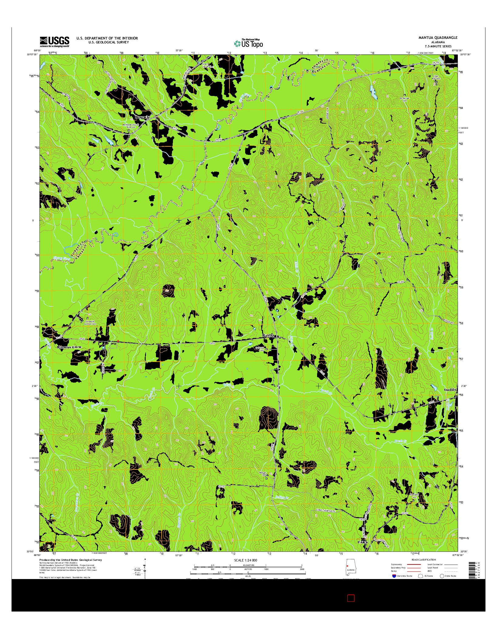 USGS US TOPO 7.5-MINUTE MAP FOR MANTUA, AL 2014