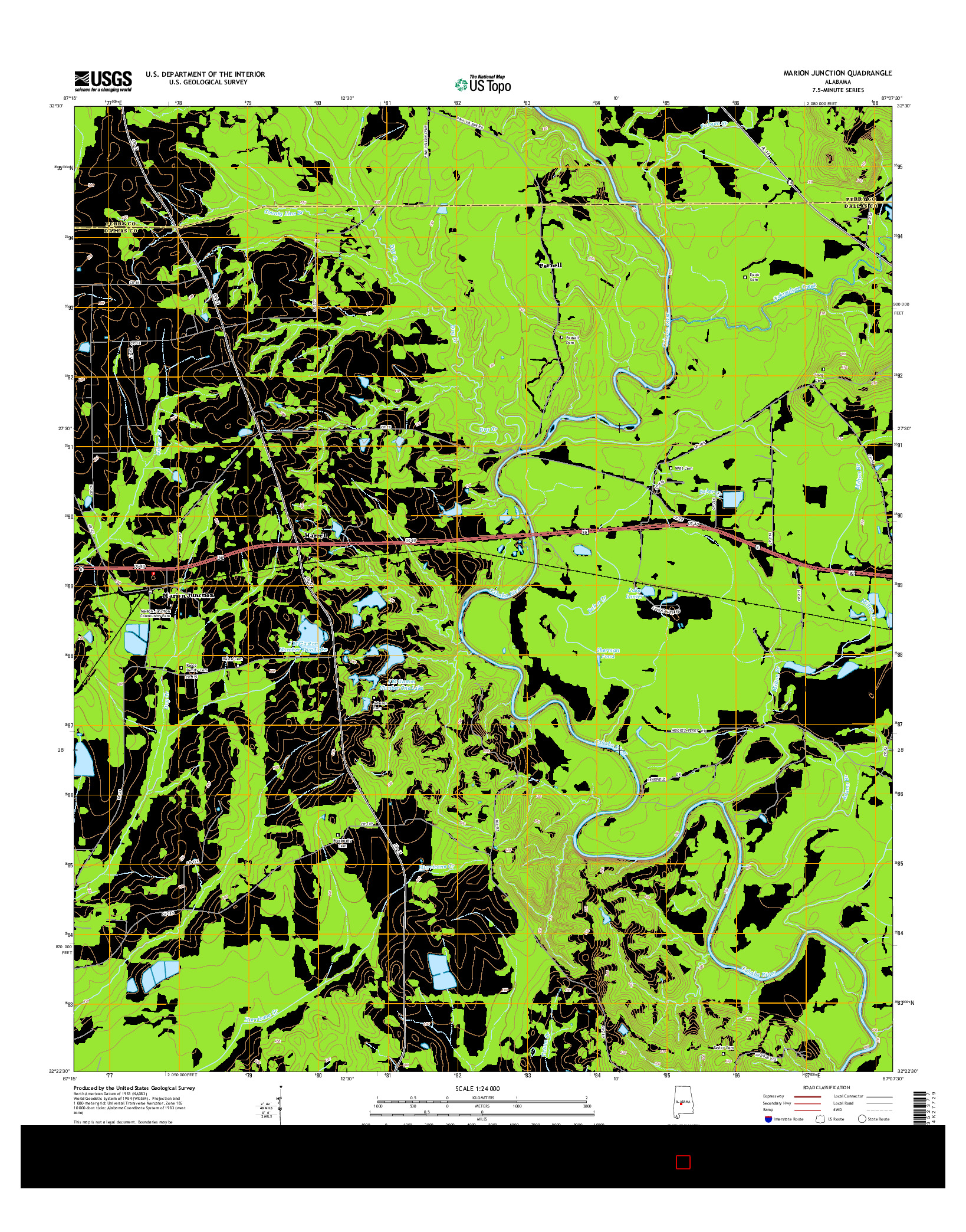 USGS US TOPO 7.5-MINUTE MAP FOR MARION JUNCTION, AL 2014