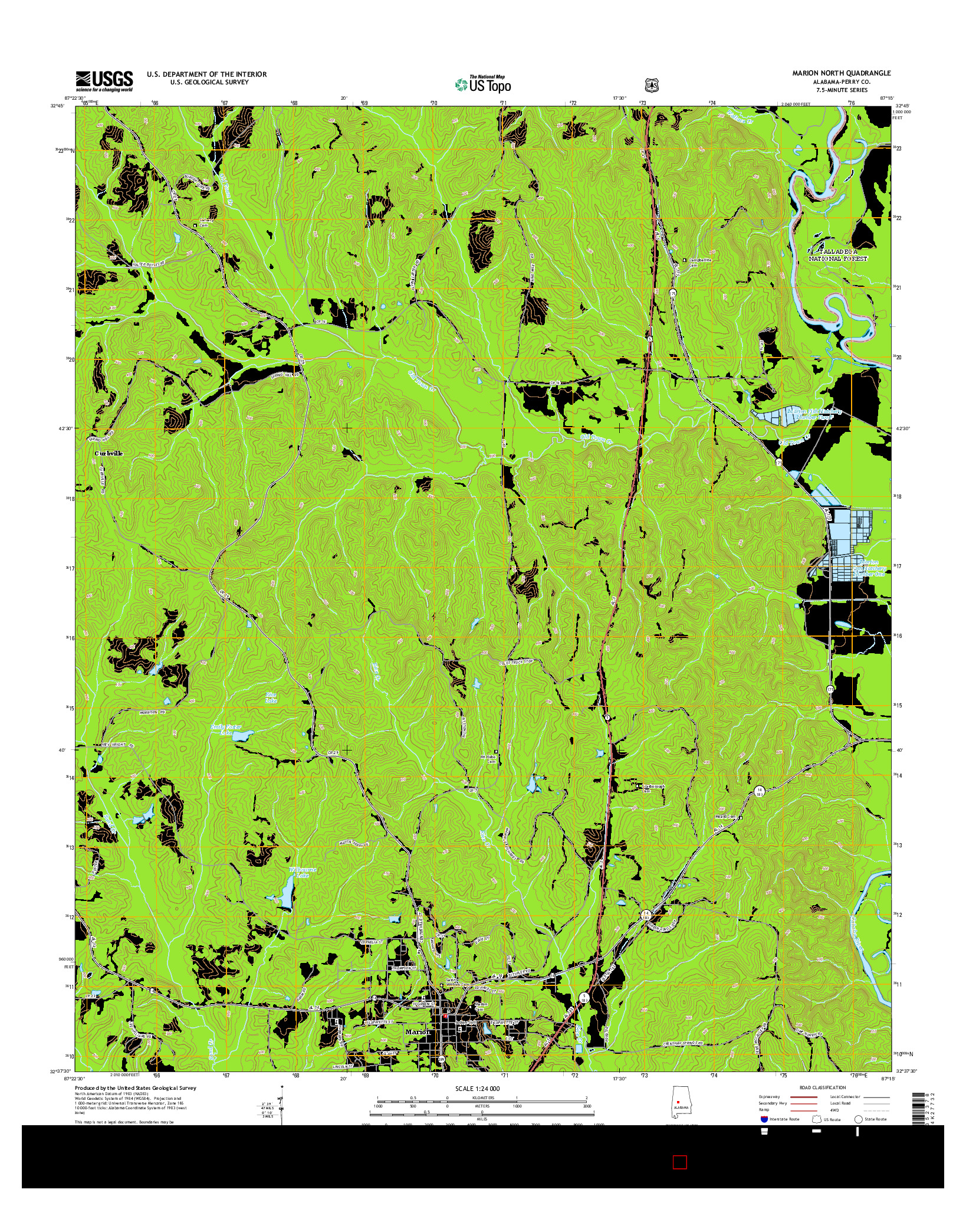 USGS US TOPO 7.5-MINUTE MAP FOR MARION NORTH, AL 2014