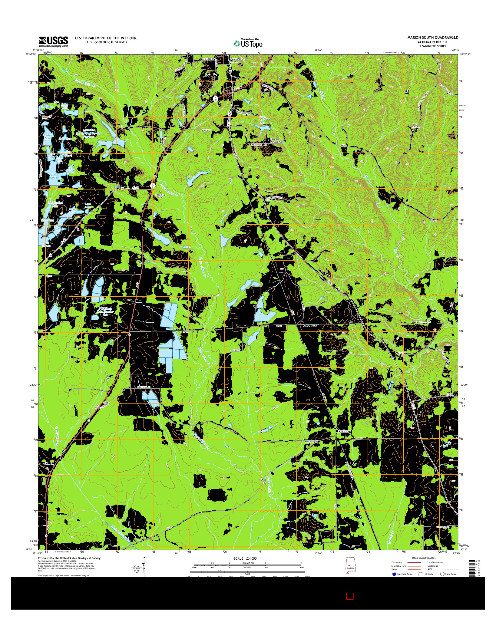 USGS US TOPO 7.5-MINUTE MAP FOR MARION SOUTH, AL 2014