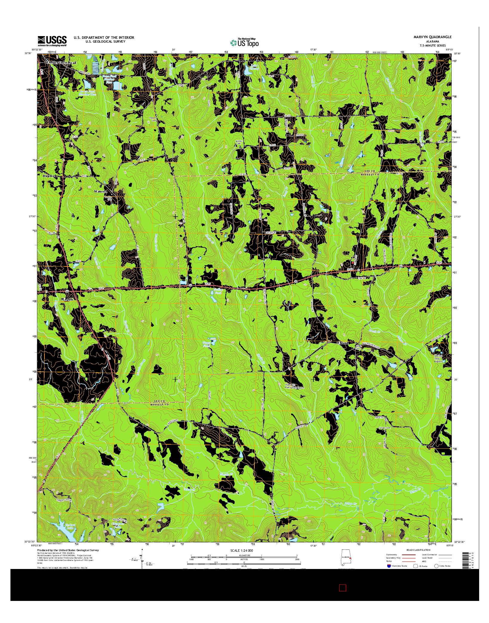 USGS US TOPO 7.5-MINUTE MAP FOR MARVYN, AL 2014