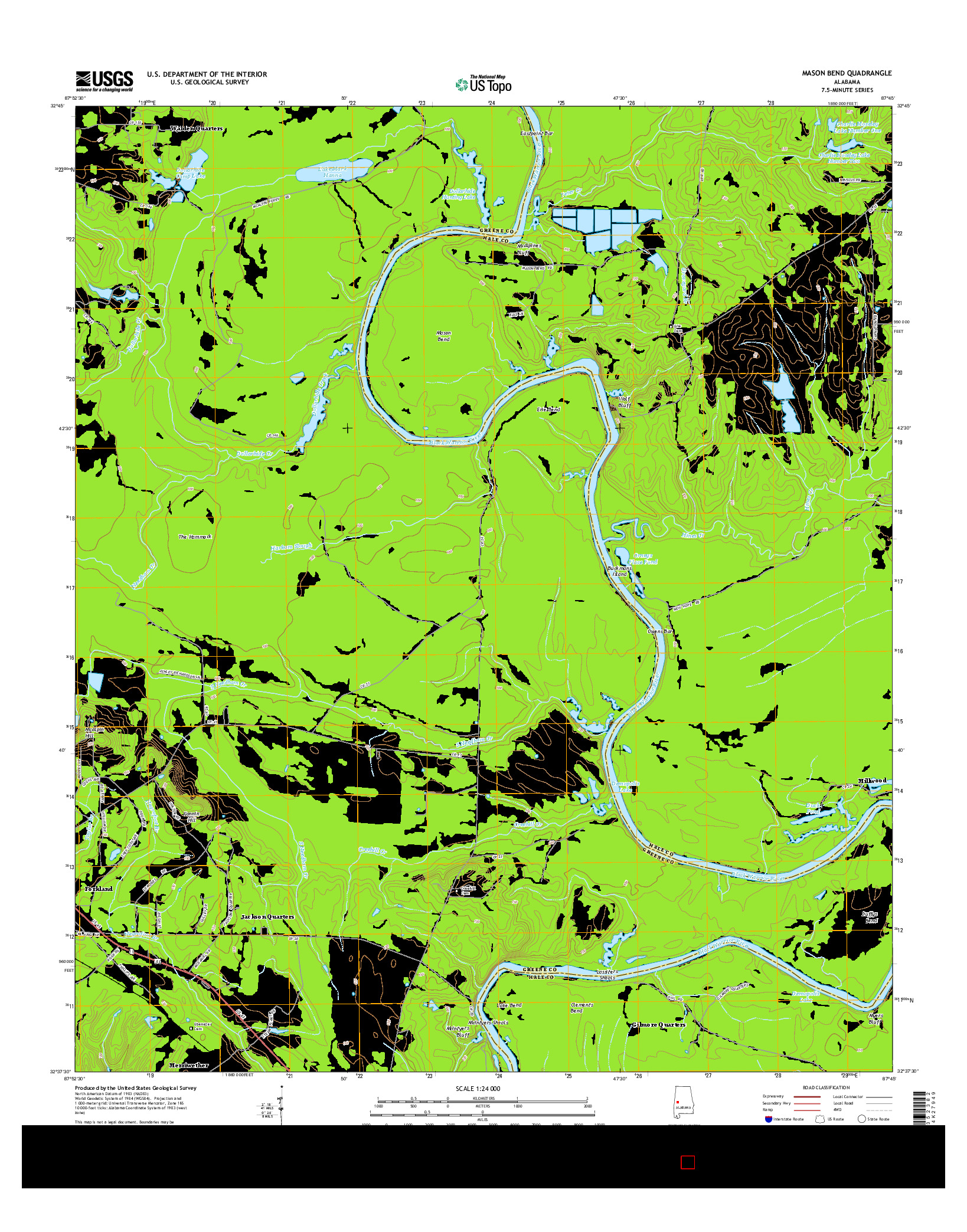 USGS US TOPO 7.5-MINUTE MAP FOR MASON BEND, AL 2014