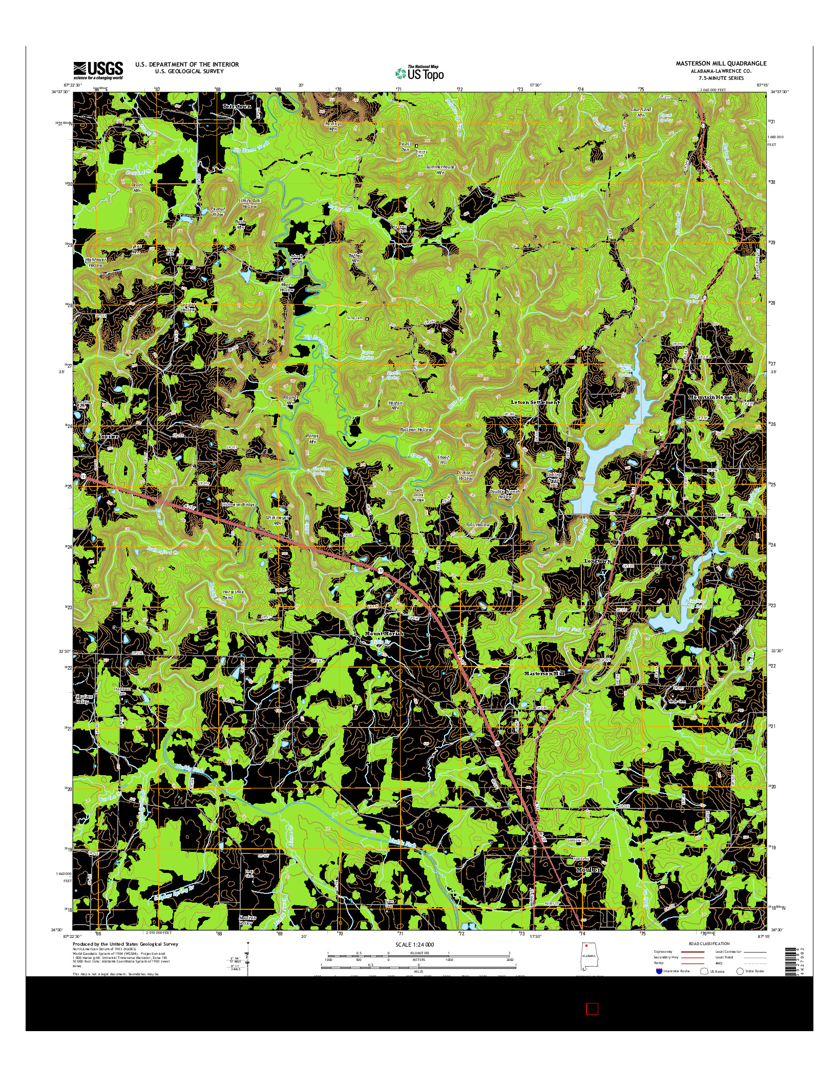 USGS US TOPO 7.5-MINUTE MAP FOR MASTERSON MILL, AL 2014