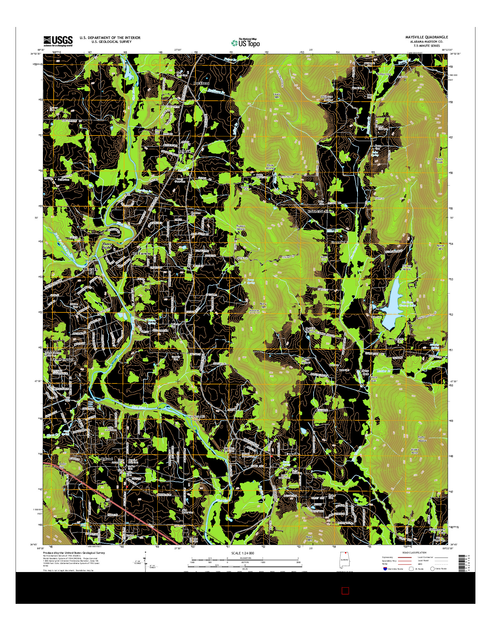 USGS US TOPO 7.5-MINUTE MAP FOR MAYSVILLE, AL 2014
