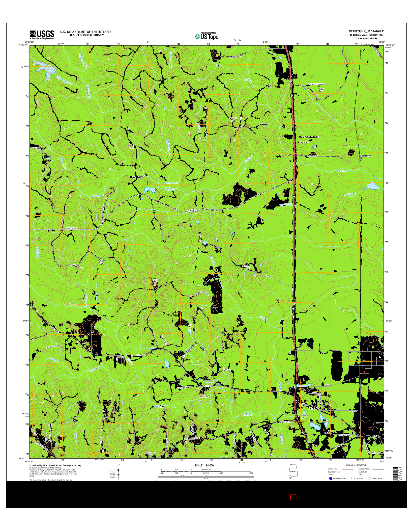 USGS US TOPO 7.5-MINUTE MAP FOR MCINTOSH, AL 2014
