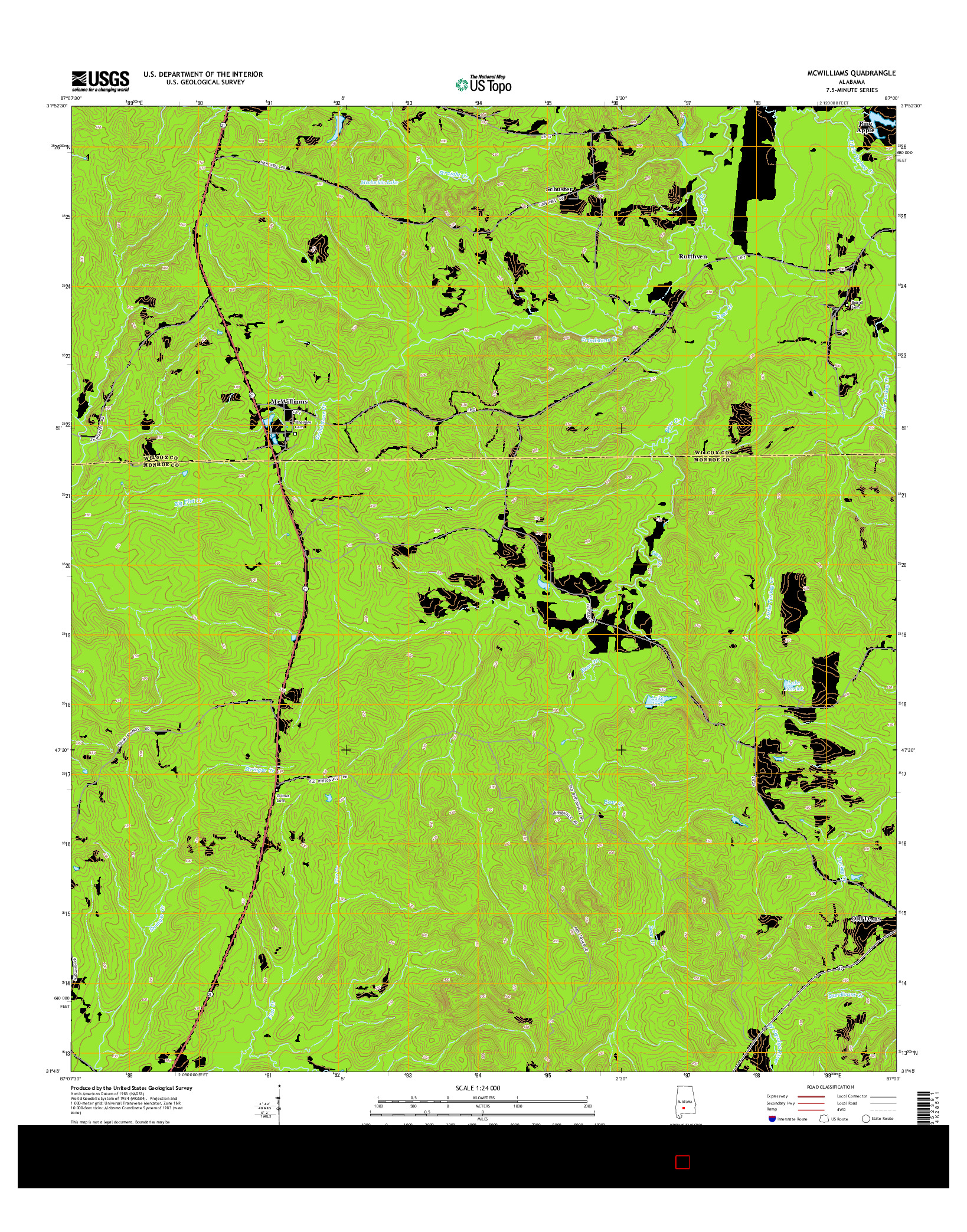 USGS US TOPO 7.5-MINUTE MAP FOR MCWILLIAMS, AL 2014