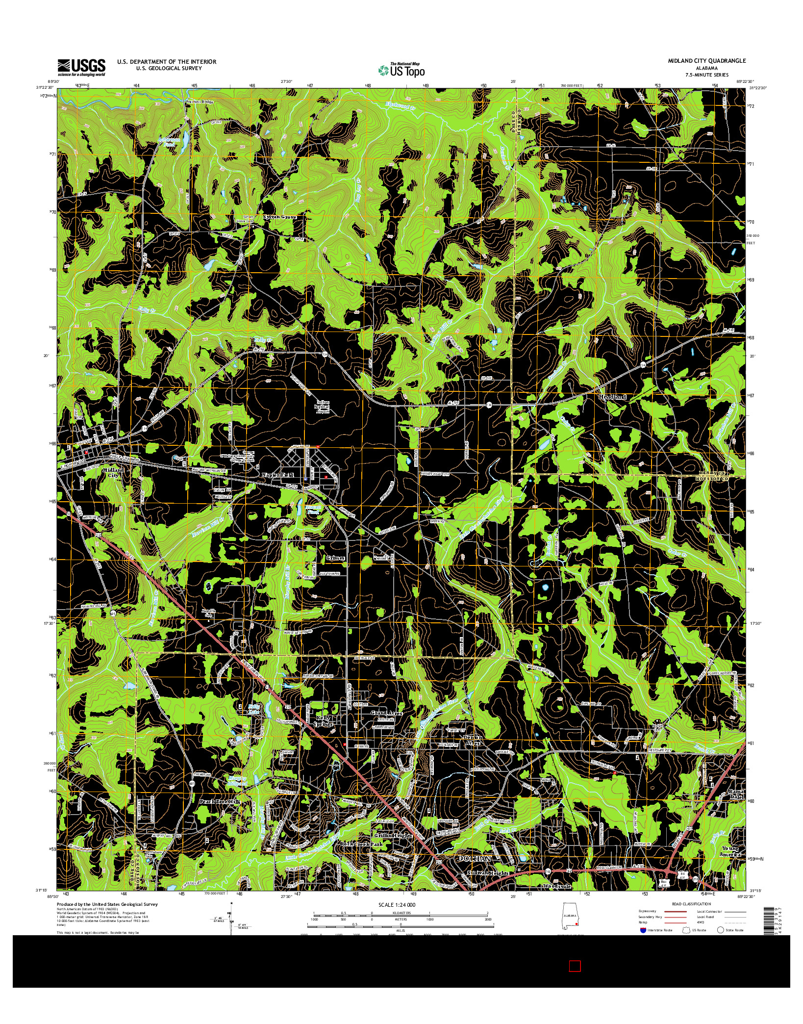 USGS US TOPO 7.5-MINUTE MAP FOR MIDLAND CITY, AL 2014