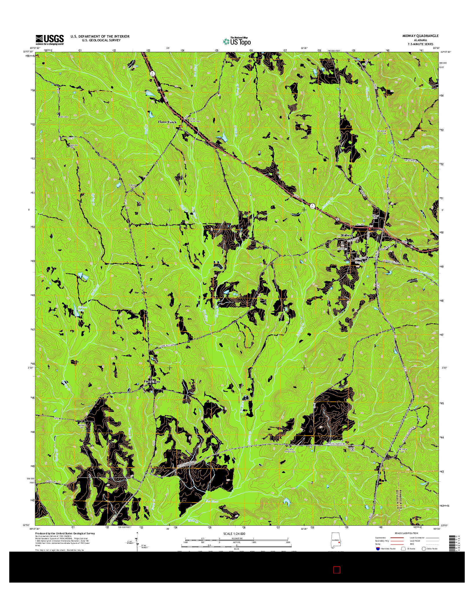 USGS US TOPO 7.5-MINUTE MAP FOR MIDWAY, AL 2014