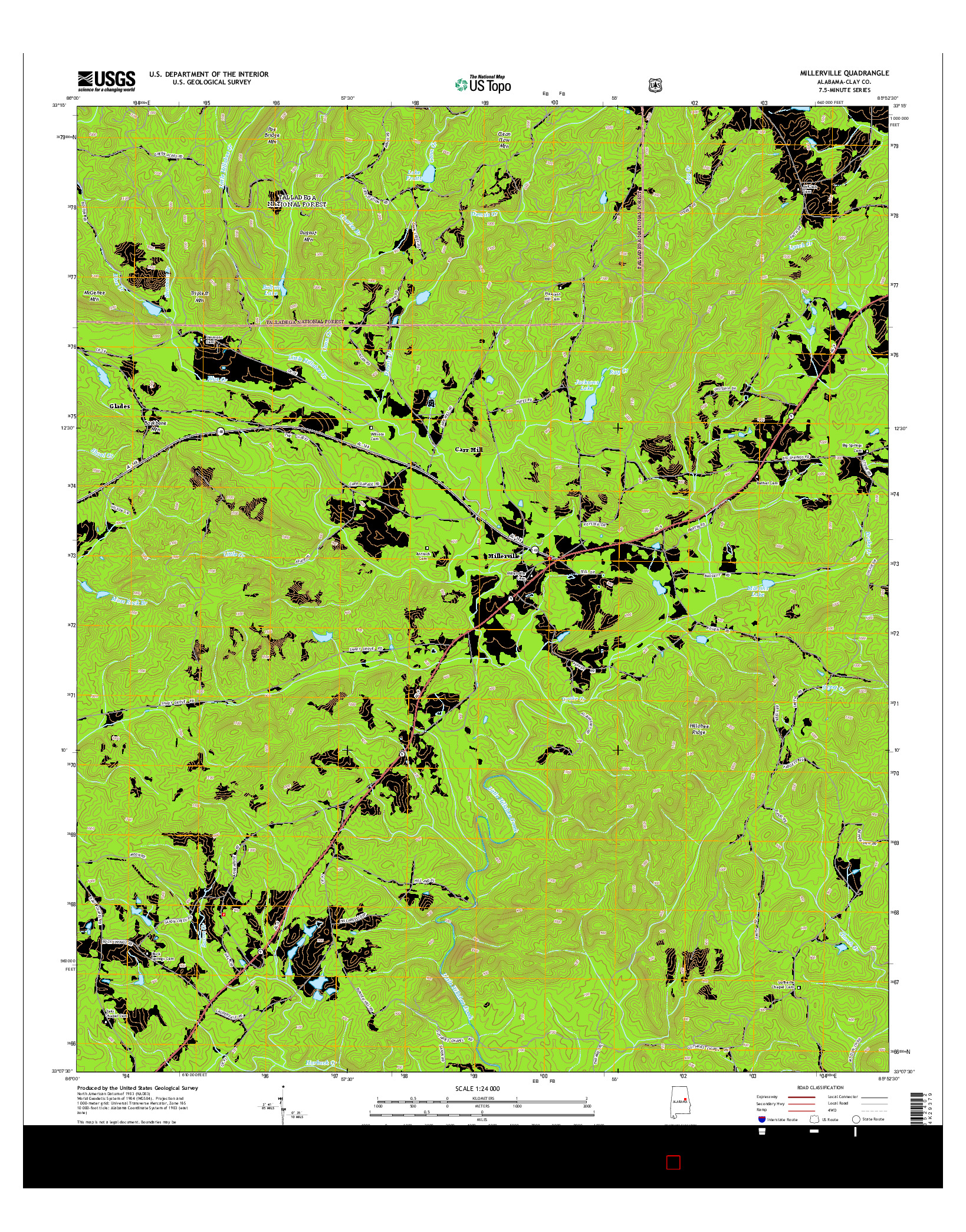 USGS US TOPO 7.5-MINUTE MAP FOR MILLERVILLE, AL 2014