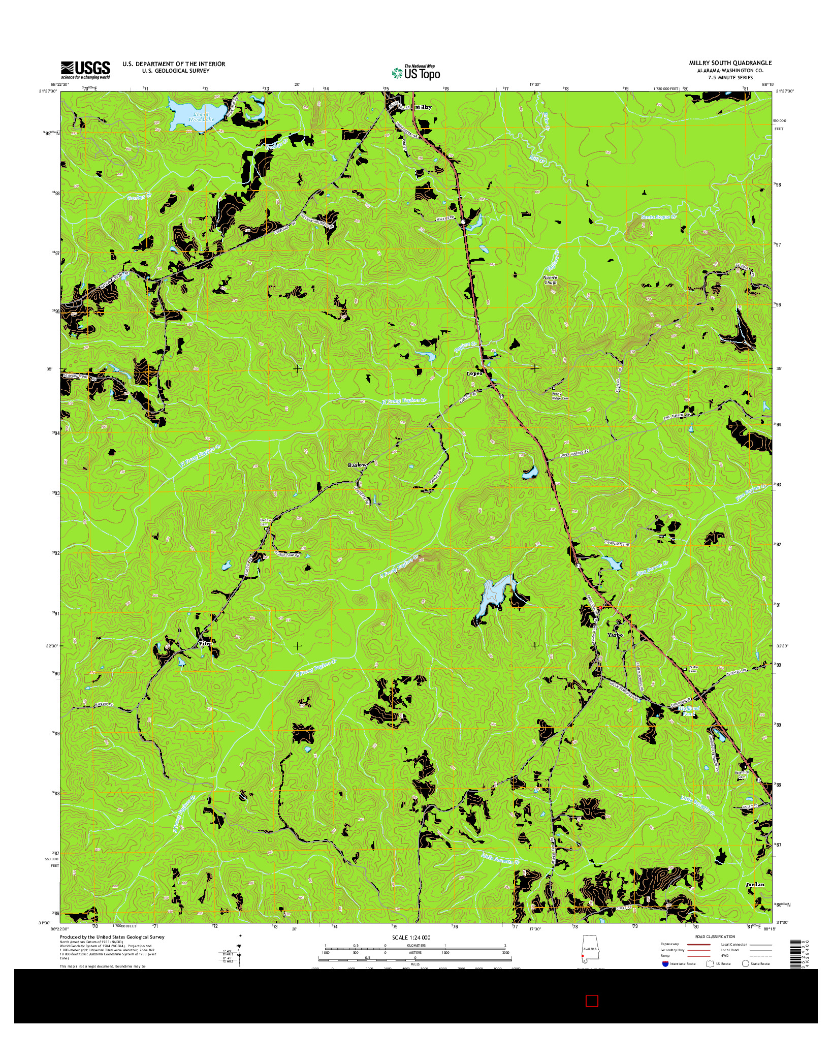 USGS US TOPO 7.5-MINUTE MAP FOR MILLRY SOUTH, AL 2014