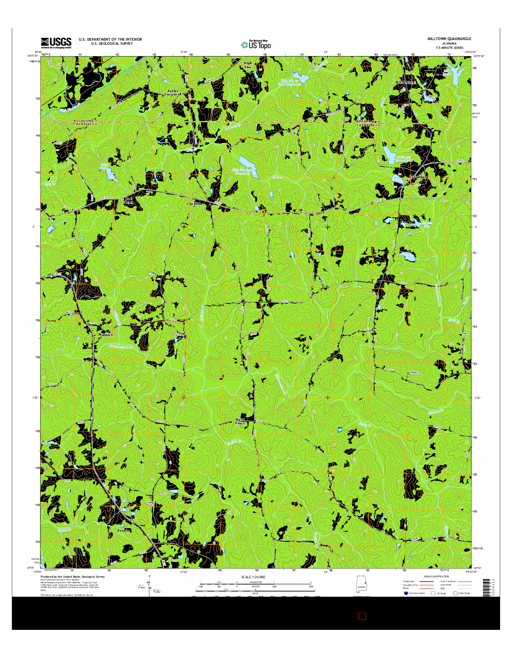 USGS US TOPO 7.5-MINUTE MAP FOR MILLTOWN, AL 2014