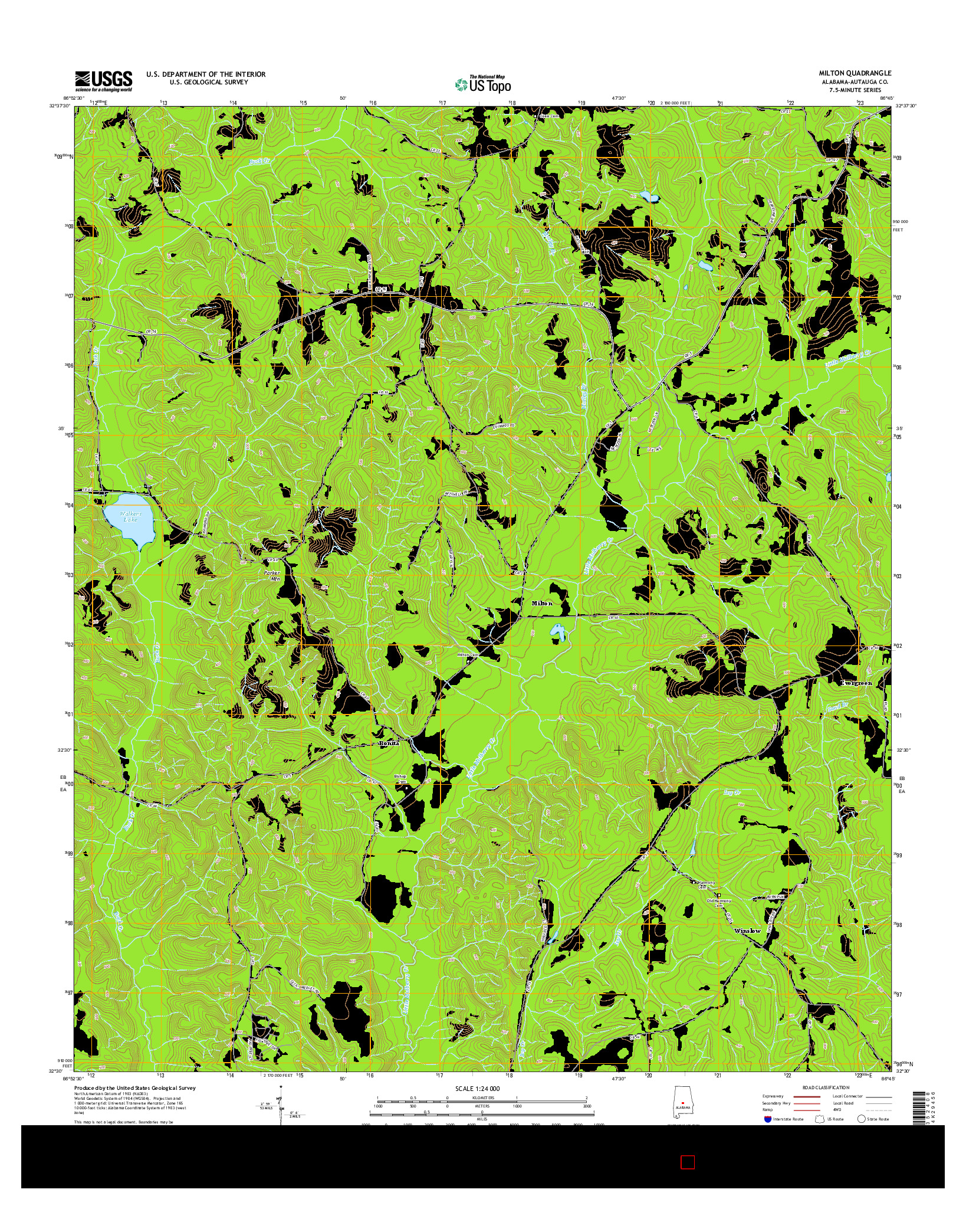 USGS US TOPO 7.5-MINUTE MAP FOR MILTON, AL 2014