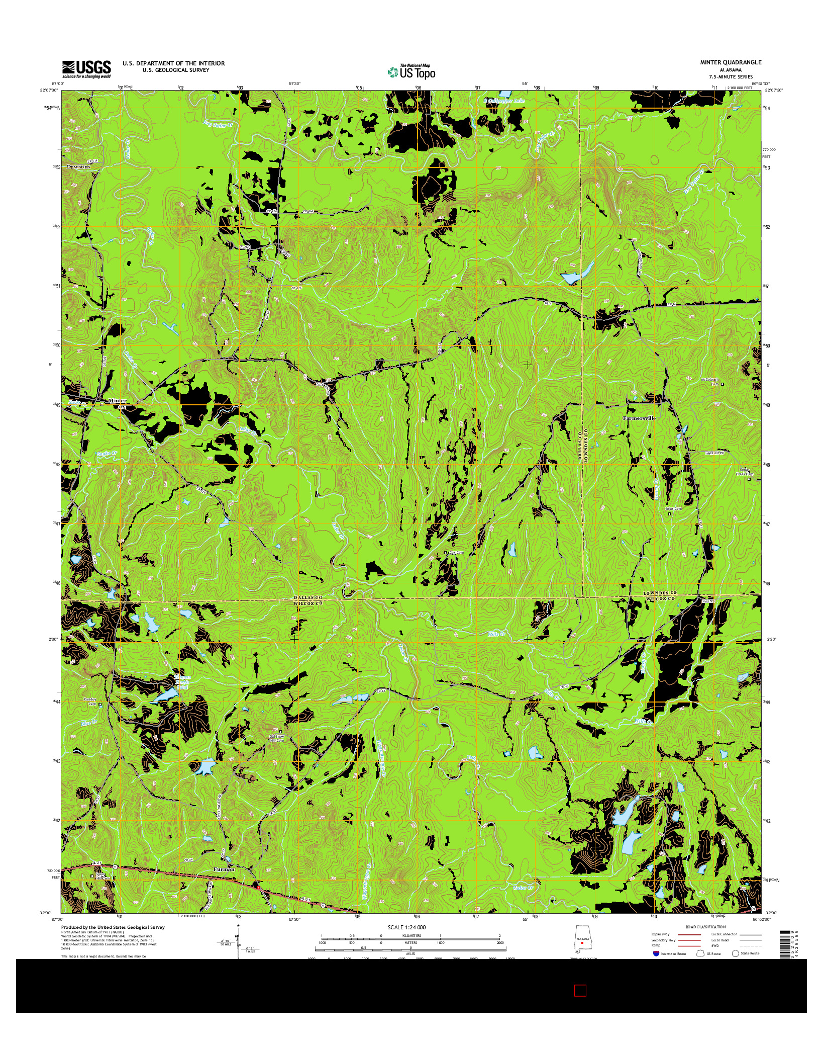 USGS US TOPO 7.5-MINUTE MAP FOR MINTER, AL 2014