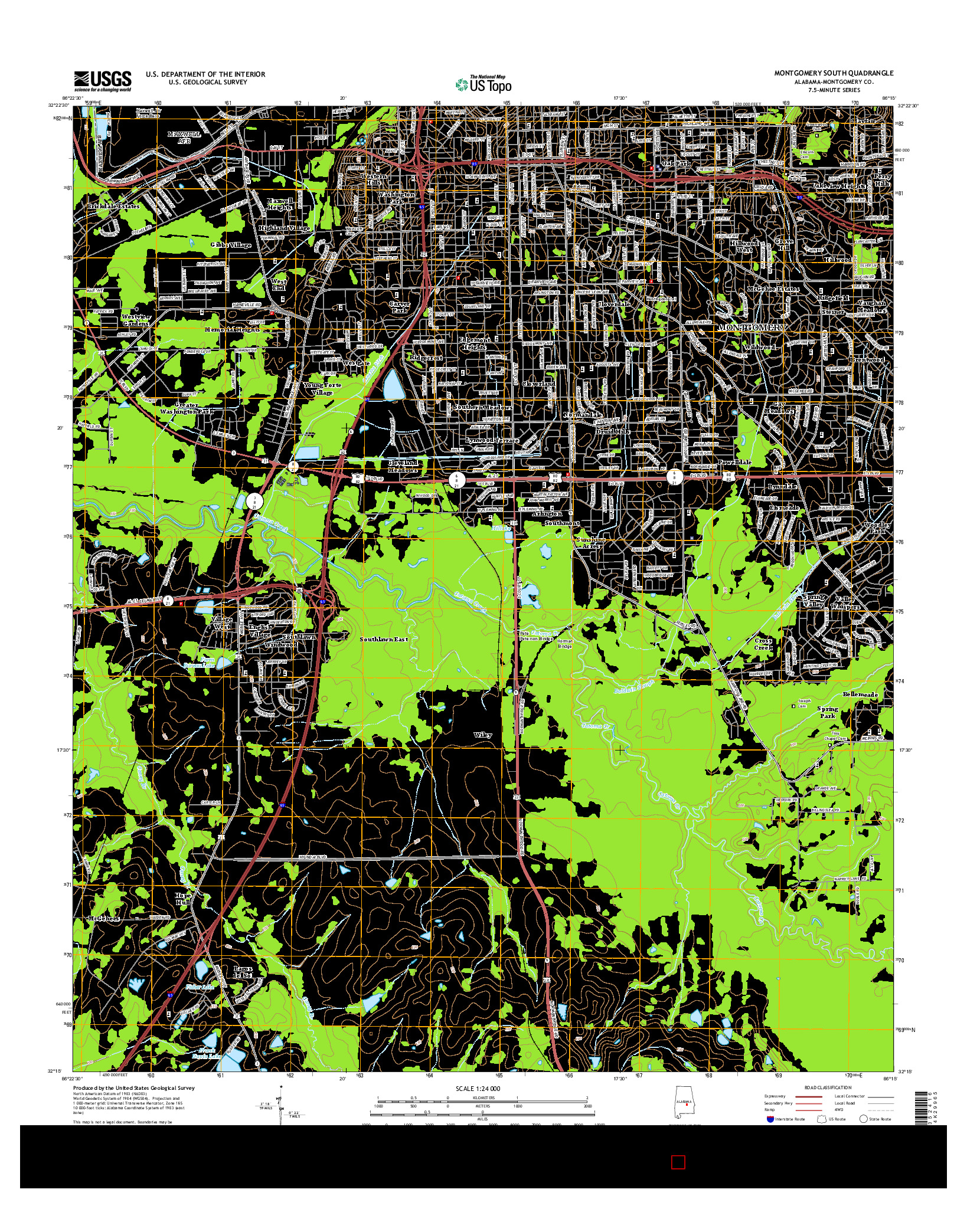 USGS US TOPO 7.5-MINUTE MAP FOR MONTGOMERY SOUTH, AL 2014