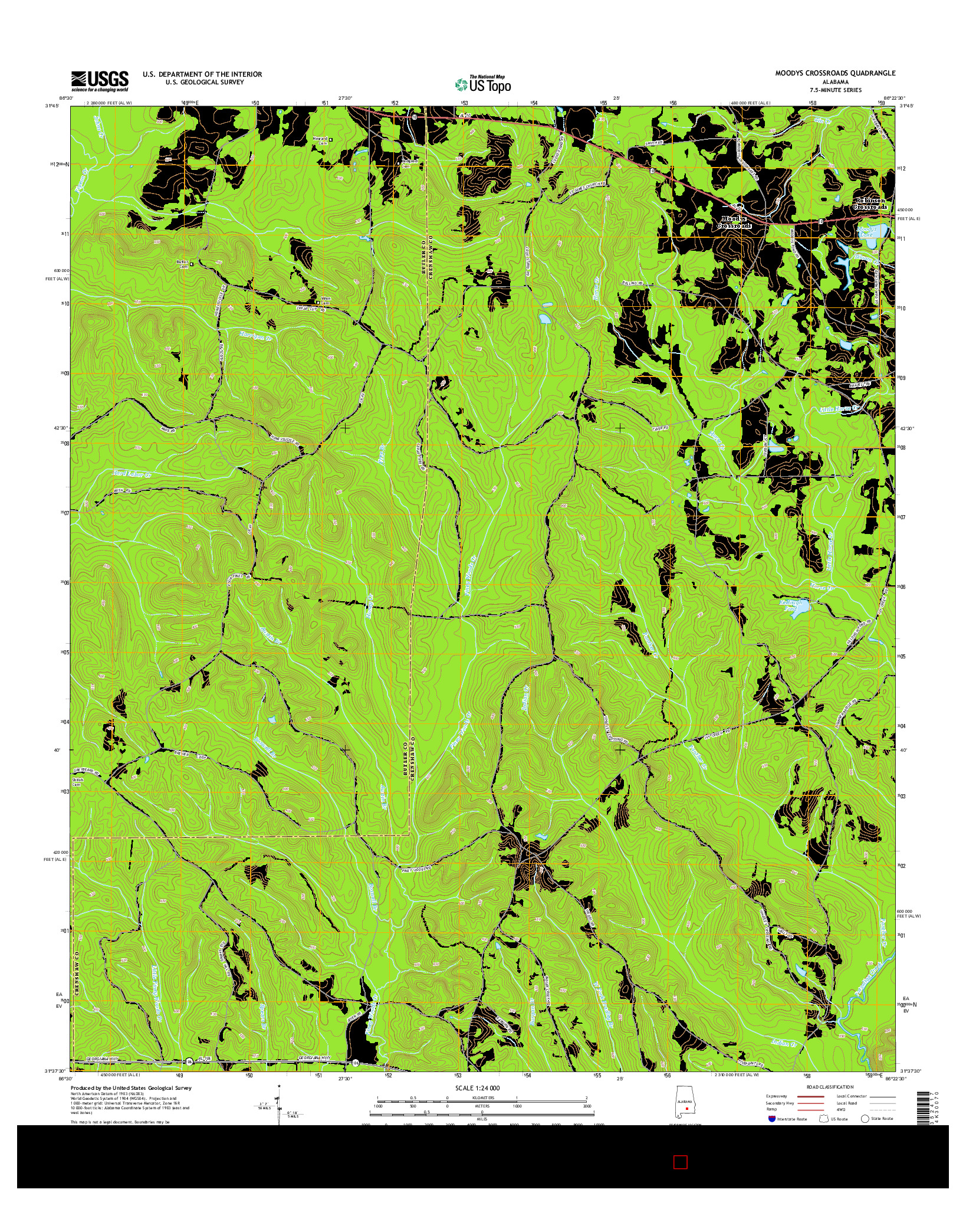 USGS US TOPO 7.5-MINUTE MAP FOR MOODYS CROSSROADS, AL 2014