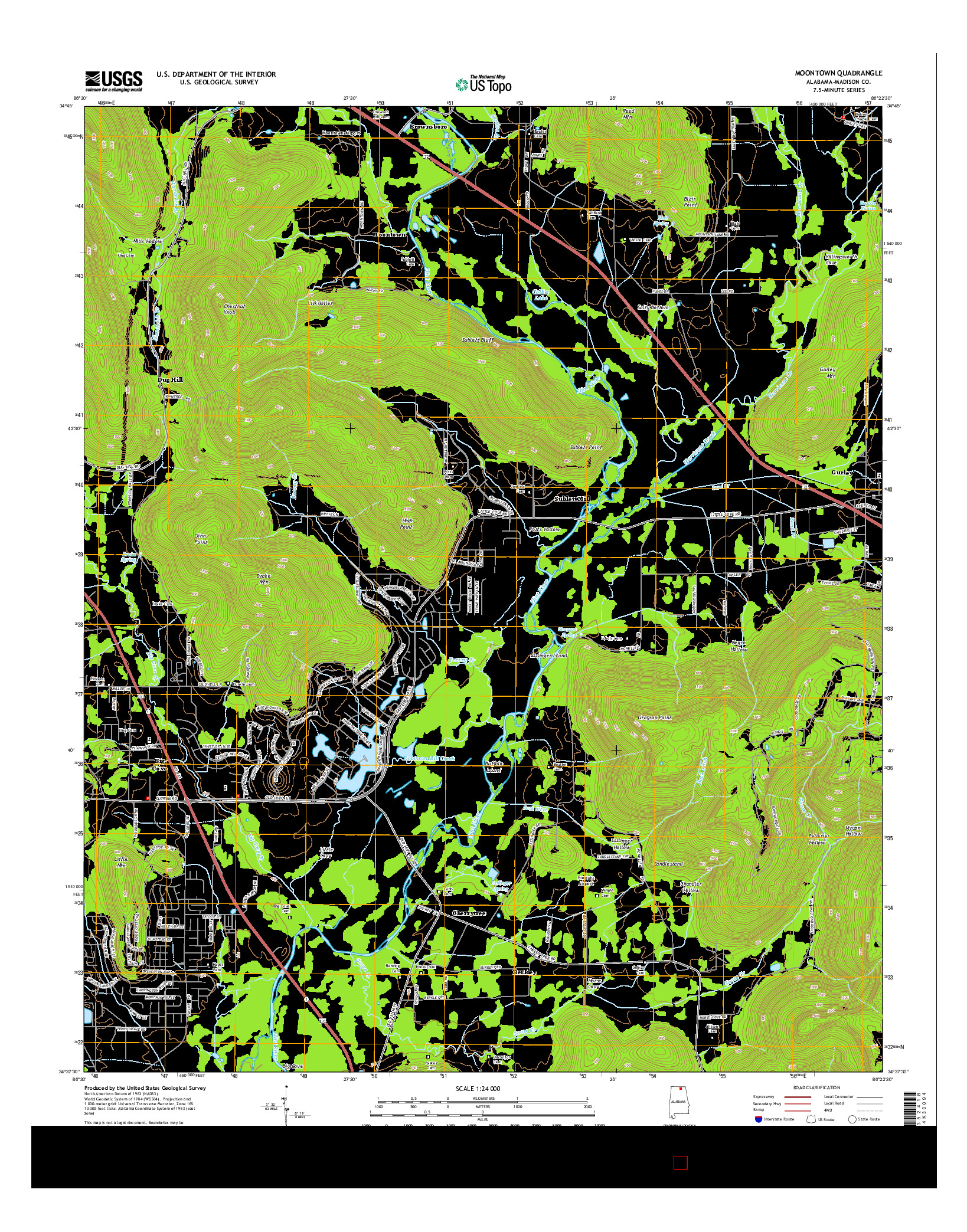 USGS US TOPO 7.5-MINUTE MAP FOR MOONTOWN, AL 2014