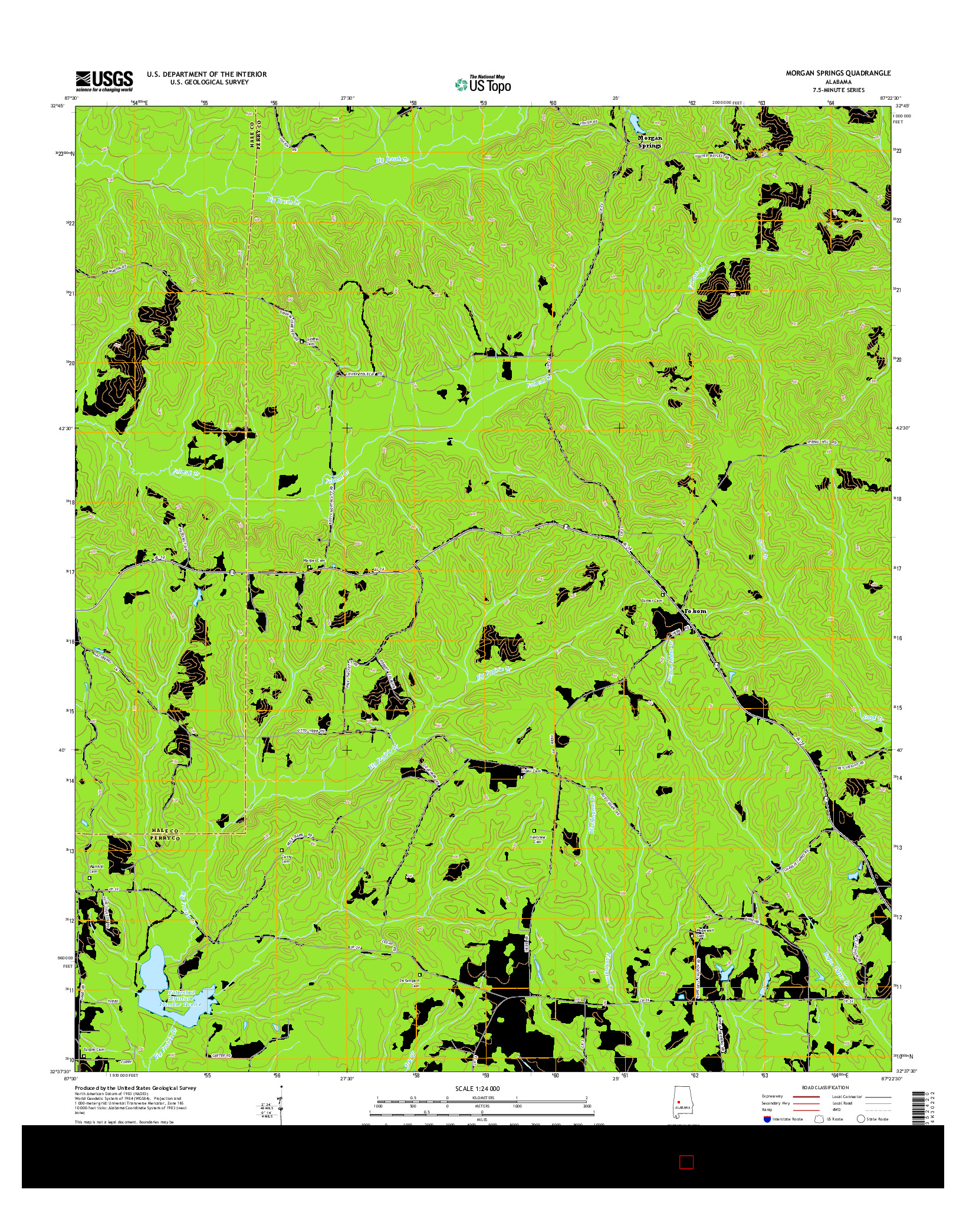 USGS US TOPO 7.5-MINUTE MAP FOR MORGAN SPRINGS, AL 2014
